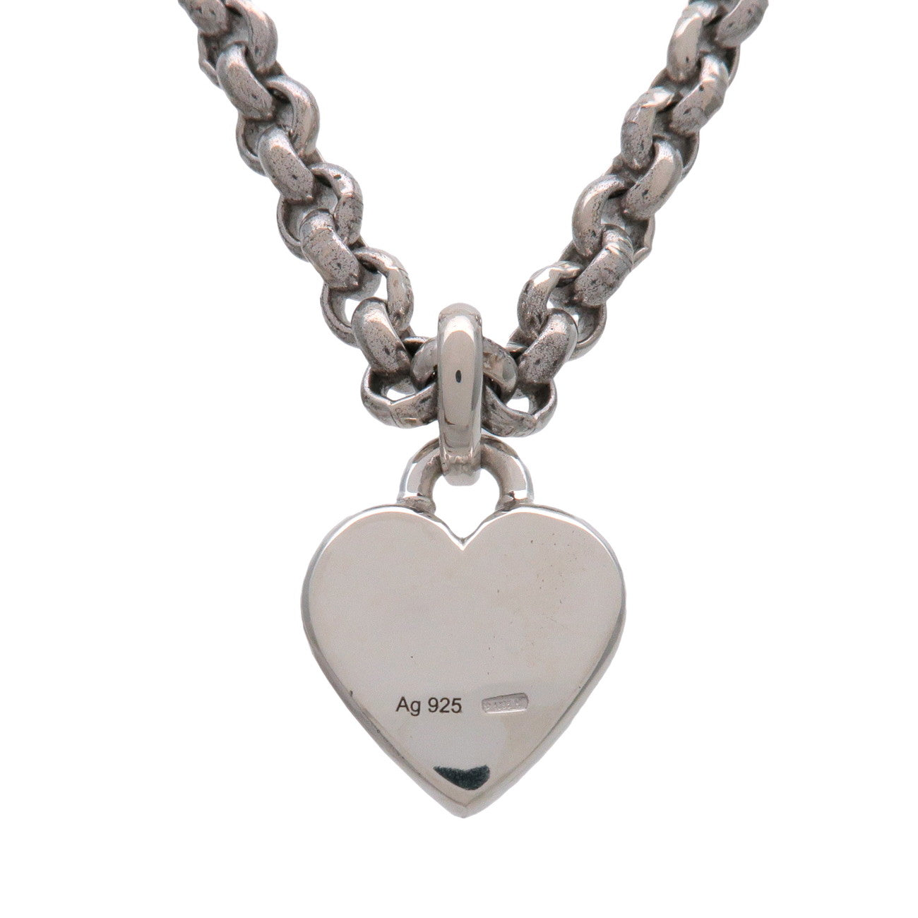 GUCCI Logo Trademark Heart Pendant Necklace SV925 Silver