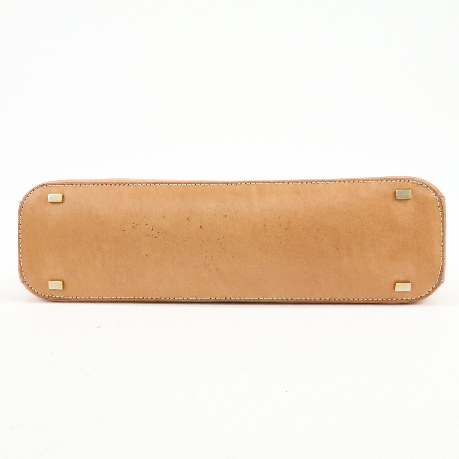 CELINE Logo Leather Turn Lock Shoulder Bag Hand Bag Light Brown