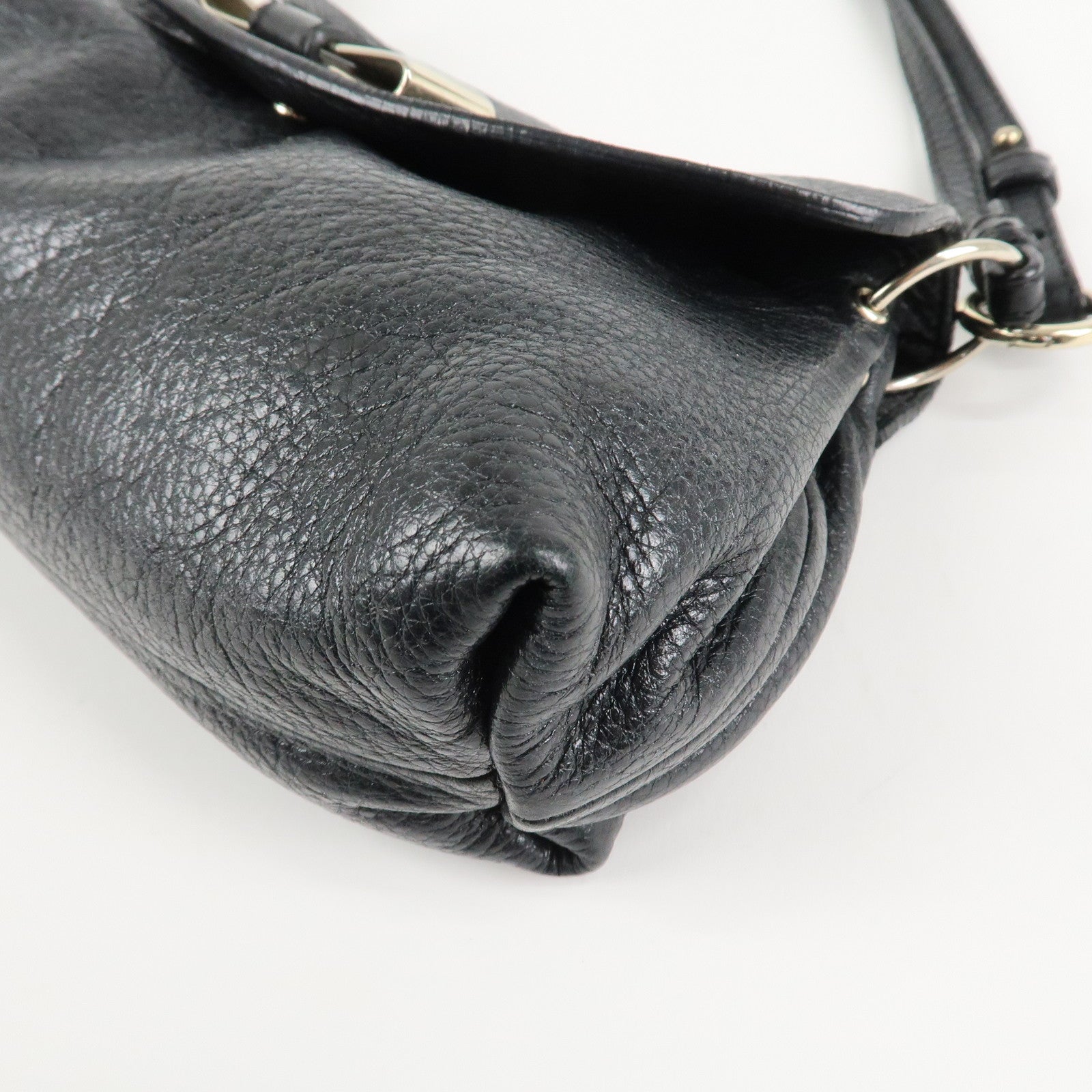 Chloe Lily Metal Ribbon Leather 2Way Shoulder Bag Hand Bag Black Used