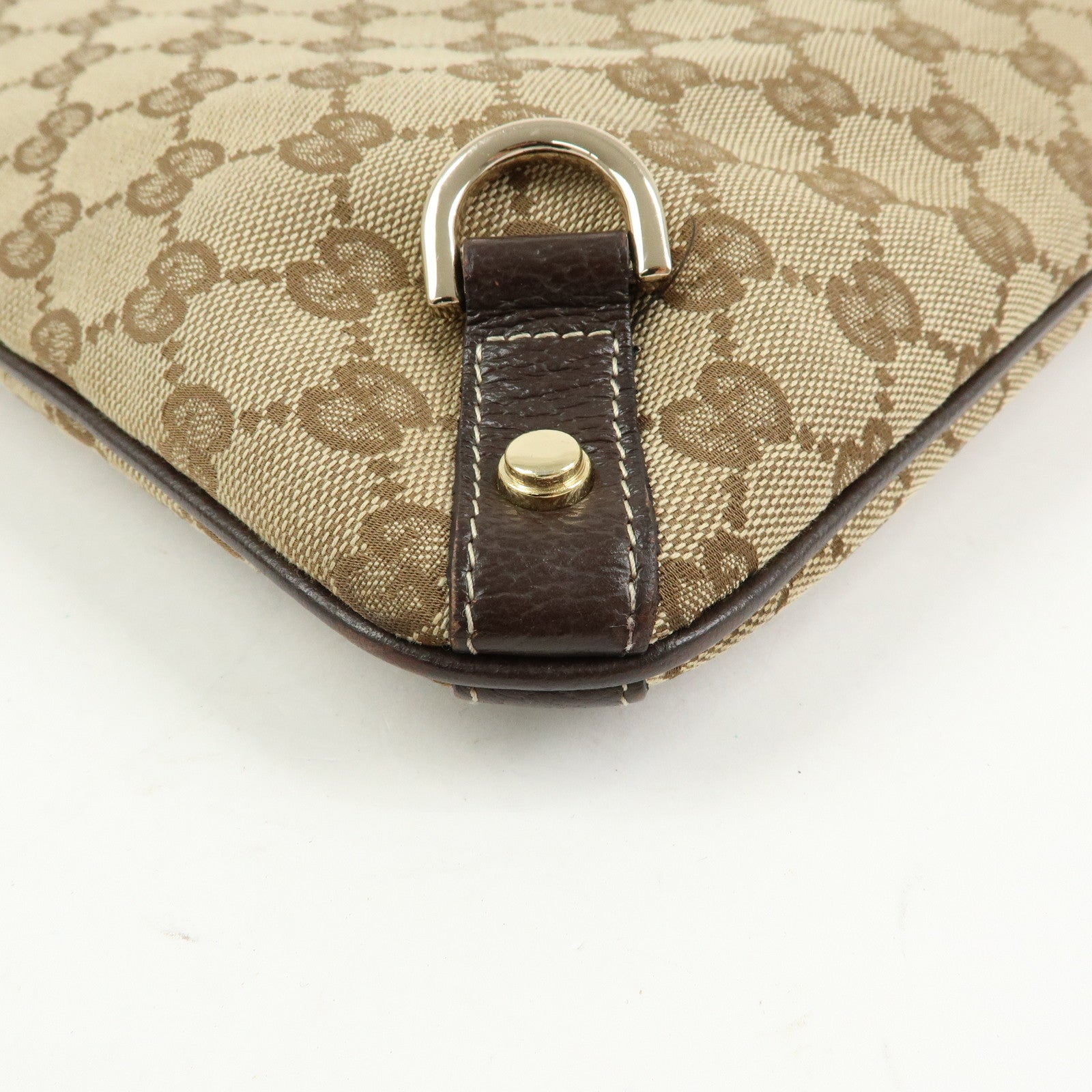 GUCCI Abbey GG Canvas Leather Shoulder Crossbody Bag Brown 131326