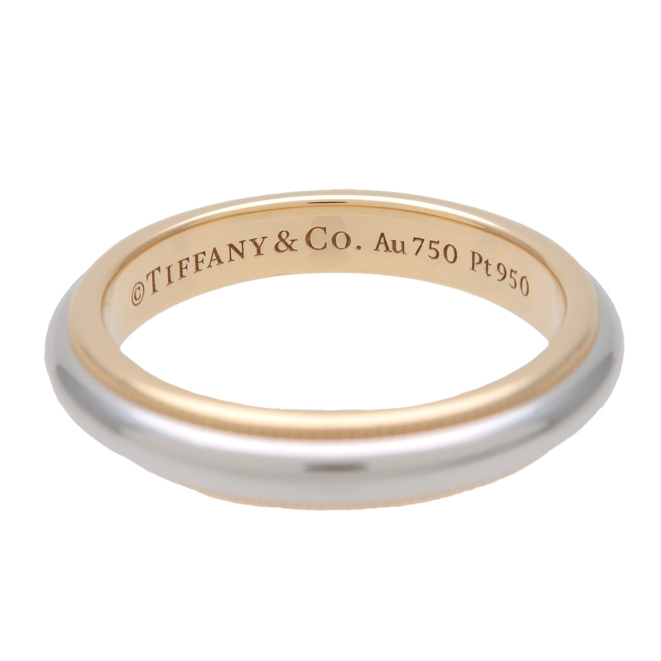 TiTiffany & Co Milgrain Band Ring PT950 K18 750YG US5.25 EU50