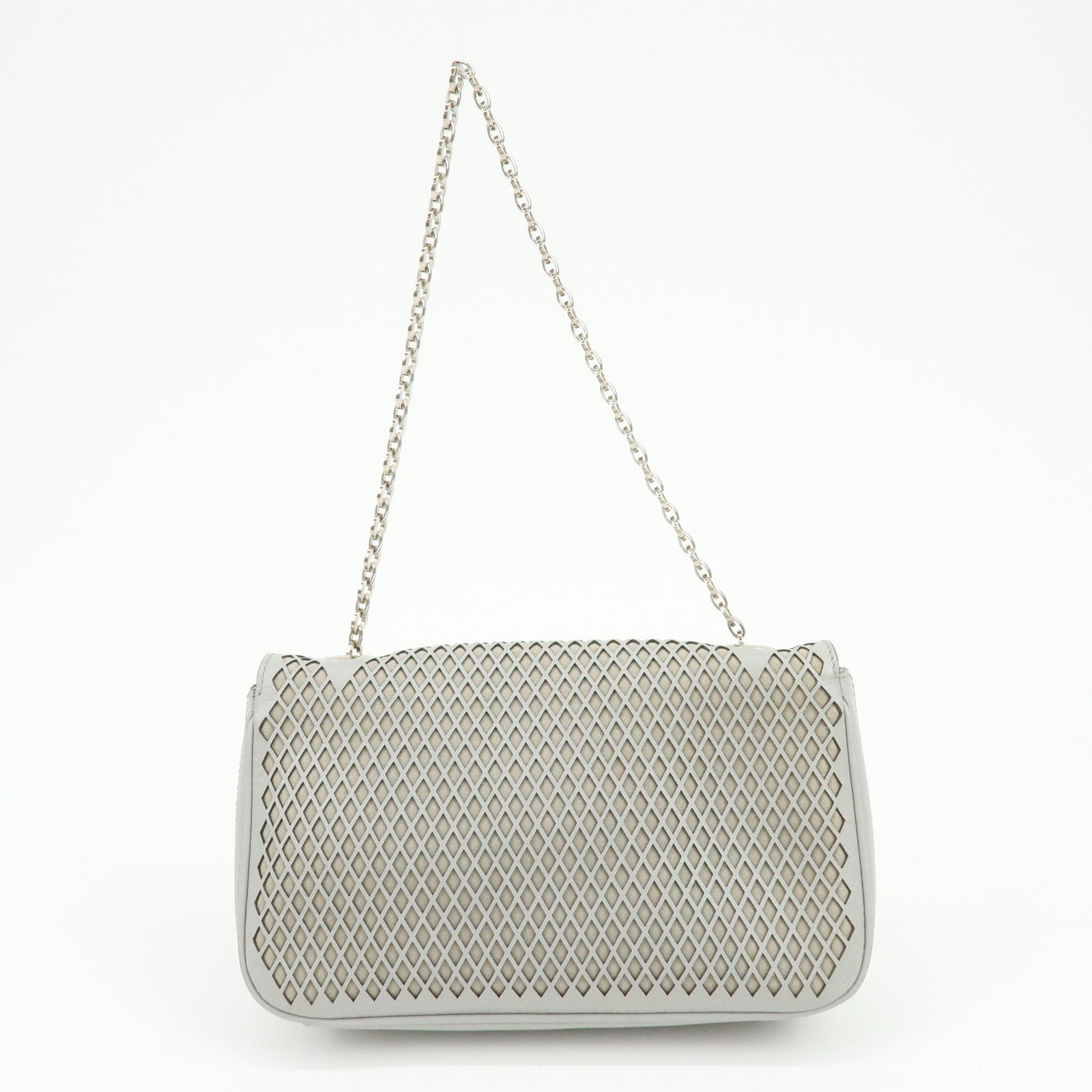 Ferragamo Gancini Leather Shoulder Bag Hand Bag Gray
