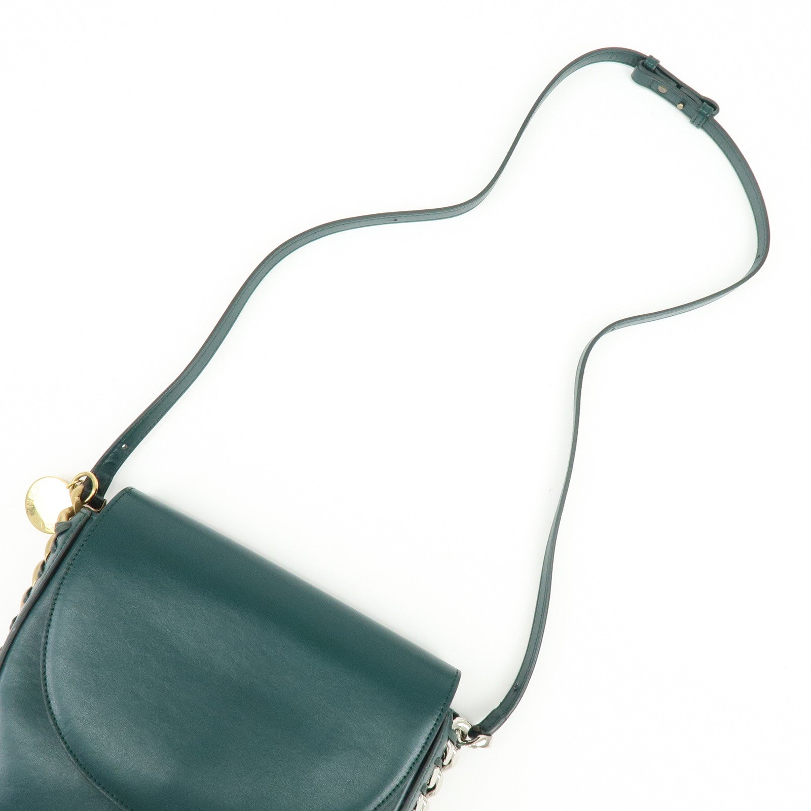 STELLA MCCARTNEY Frayme Medium Faux Leather Shoulder Bag Green