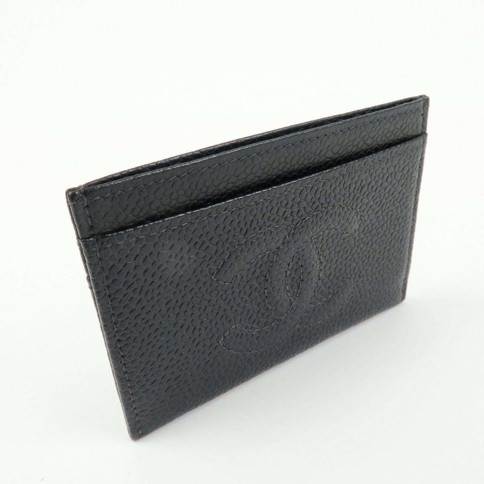 CHANEL COCO Mark Caviarskin Card Case Card Holder Black