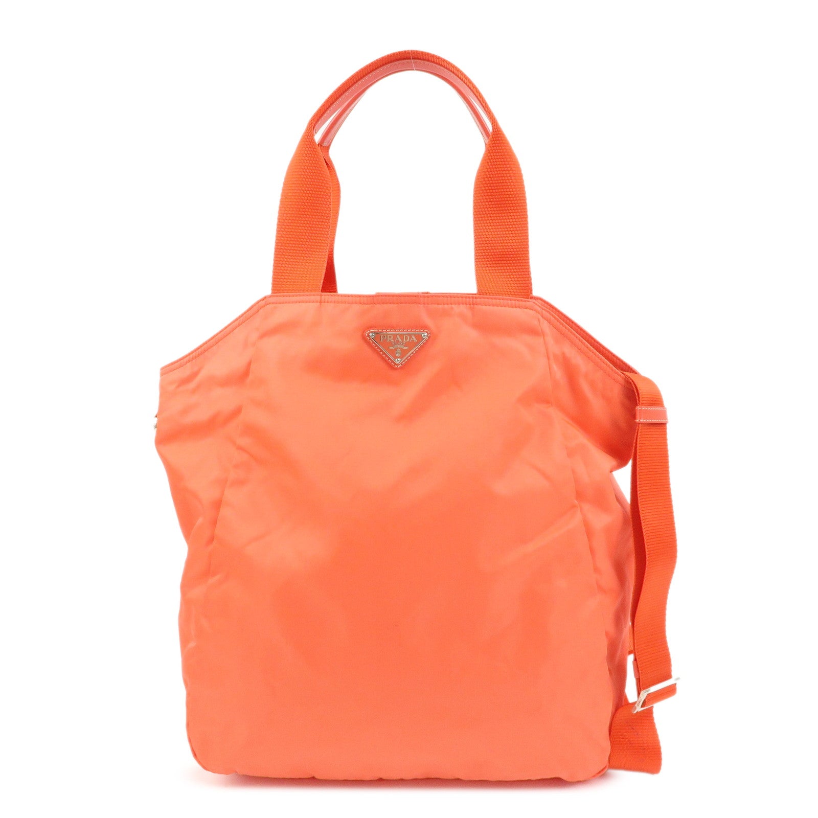 PRADA Triangle Logo Nylon Leather 2Way Bag Tote Shoulder Bag