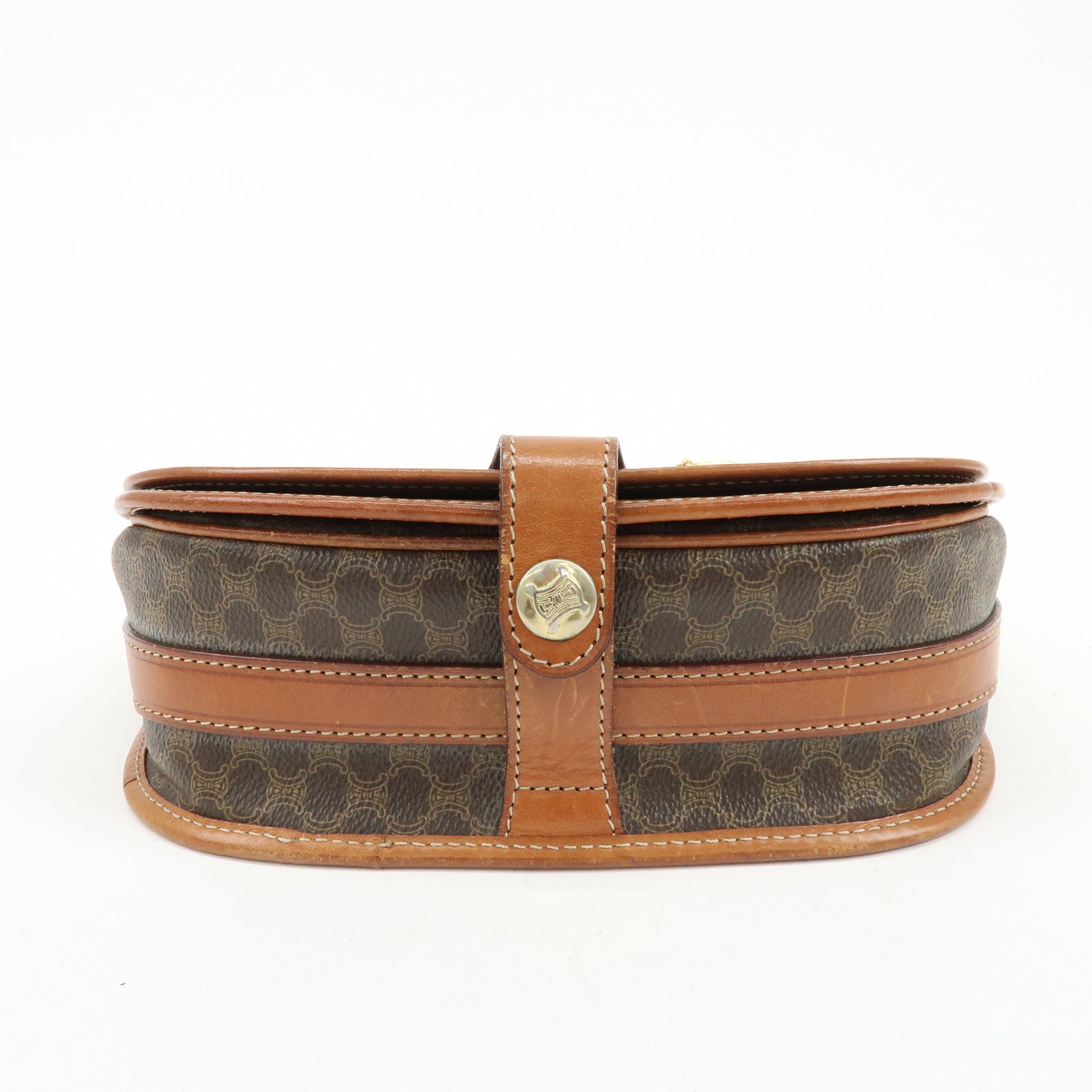CELINE Macadam Canvas Leather Shoulder Bag Crossbody Bag Brown