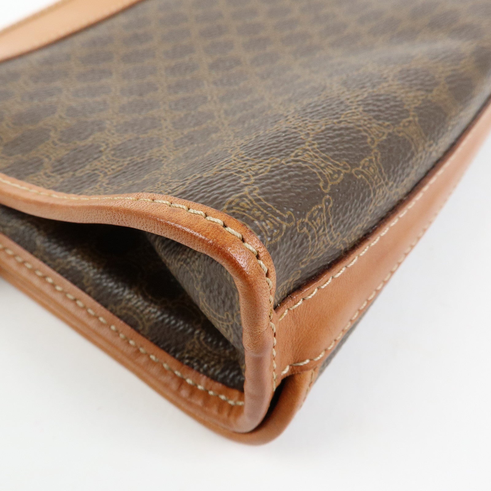 CELINE Macadam Leather Clutch Bag Accessory Pouch Brown