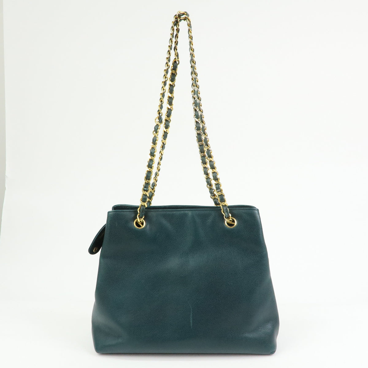 CHANELCOCO Mark Caviarskin Chain Shoulder Bag Tote Bag Dark Green