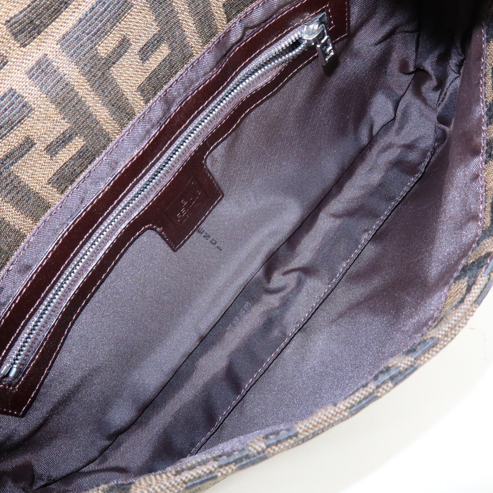 FENDI Mamma Baguette Jacquard Canvas Leather Shoulder Bag 26424