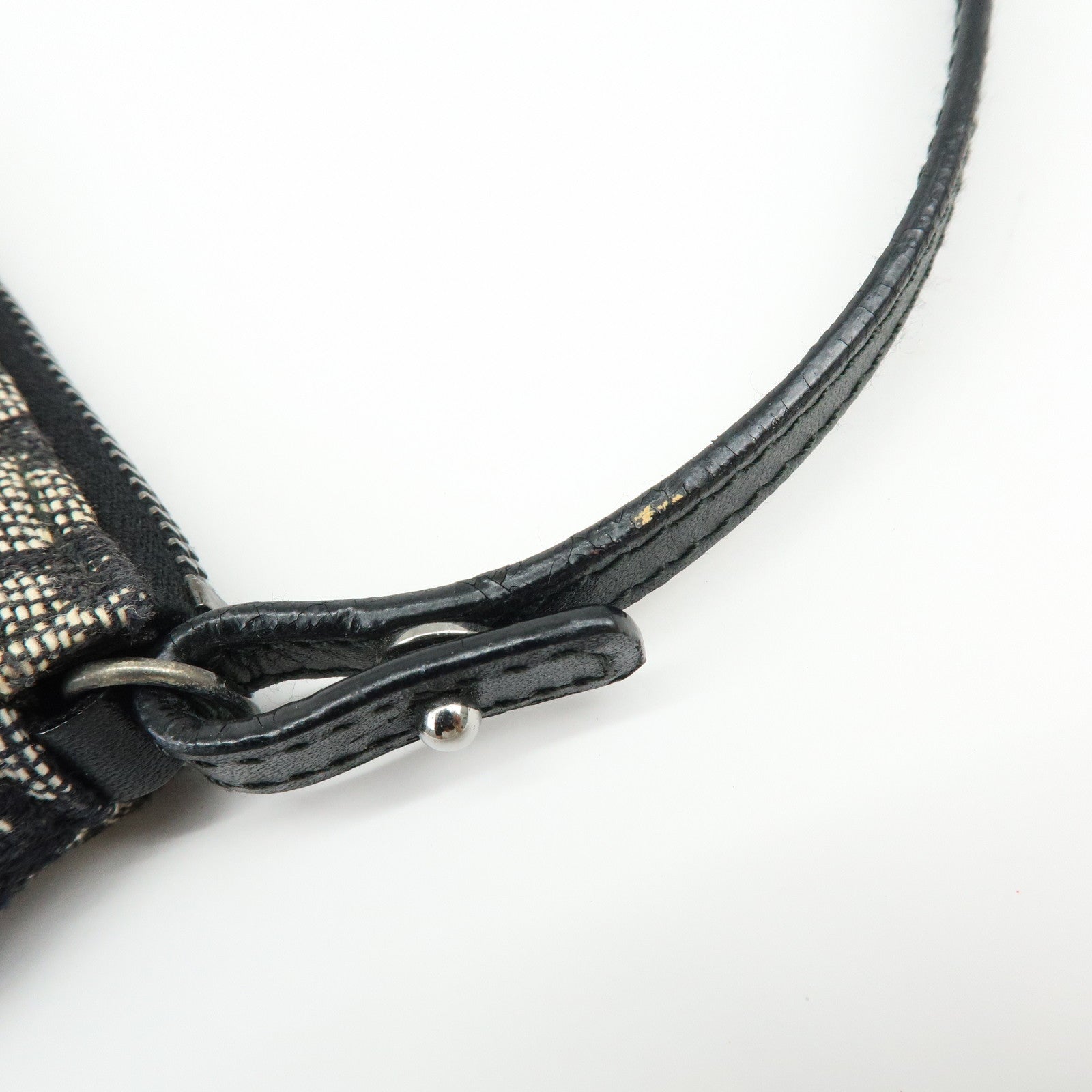 Christian Dior Trotter Jacquard Leather Saddle Bag Pouch Black