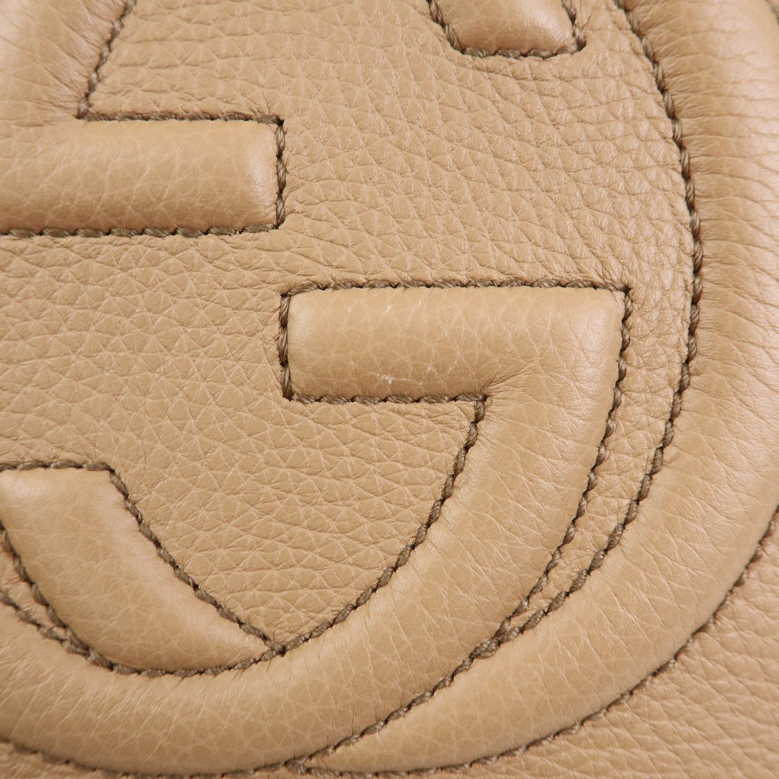 GUCCI SOHO Interlocking G Leather Small Disco Bag Beige 308364