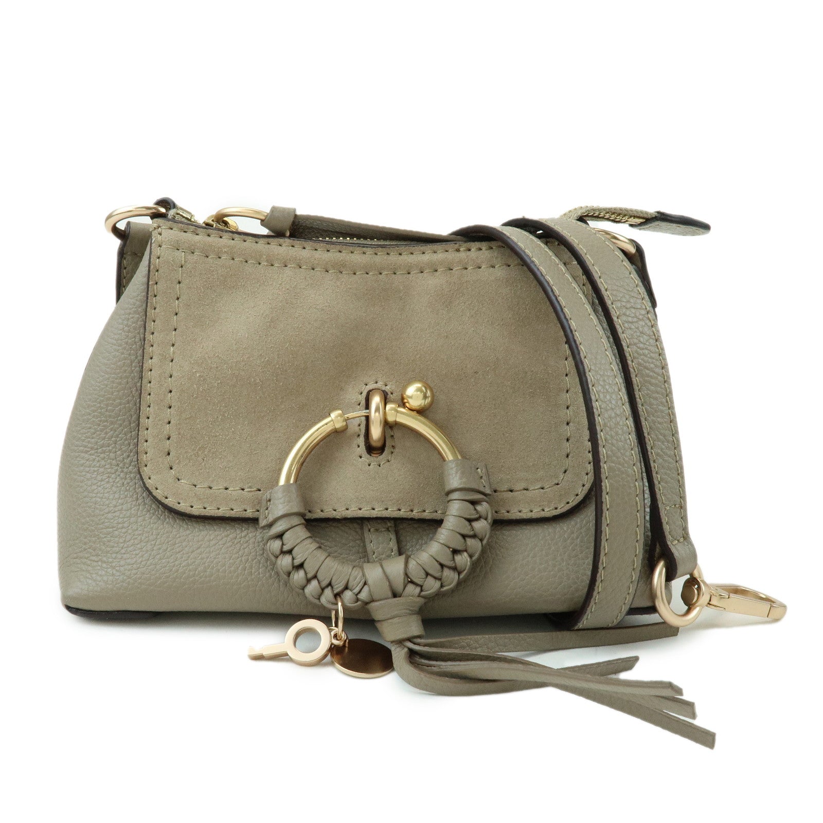 Chloe See by Chloe Joan Leather Suede Mini 2Way Bag Hand Bag Greige
