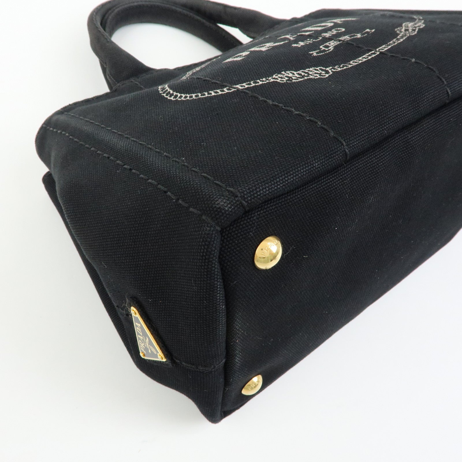 PRADA Triangle Log Canapa Mini Canvas 2Way Bag Hand Bag 1BG439