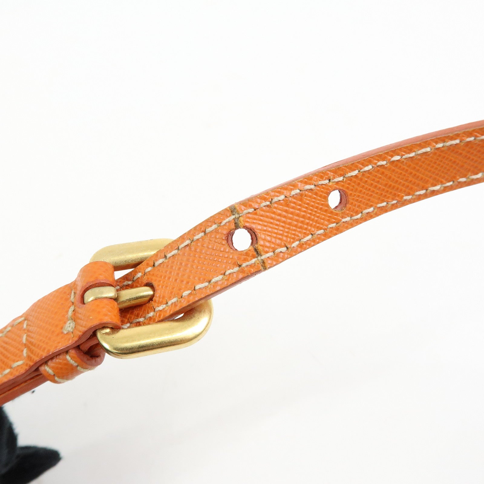PRADA Nylon Leather Chain Shoulder Bag Crossbody Bag Papaya Orange