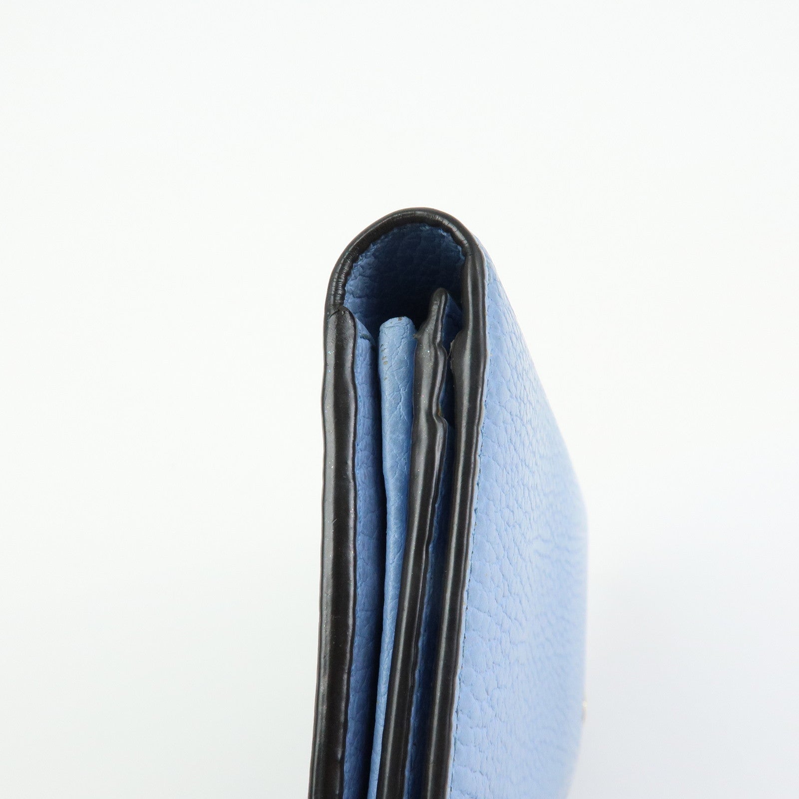 GUCCI Interlocking G Leather Flap Bi-fold Long Wallet Light Blue 449279