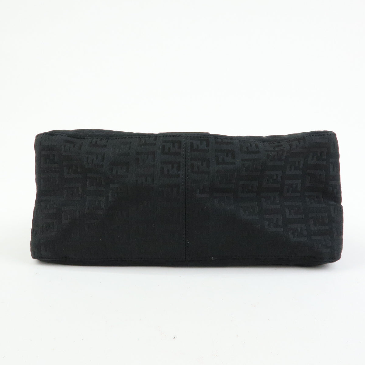 FENDI Mamma Baguette Zucchino Canvas Leather Shoulder Bag Black 8BR001