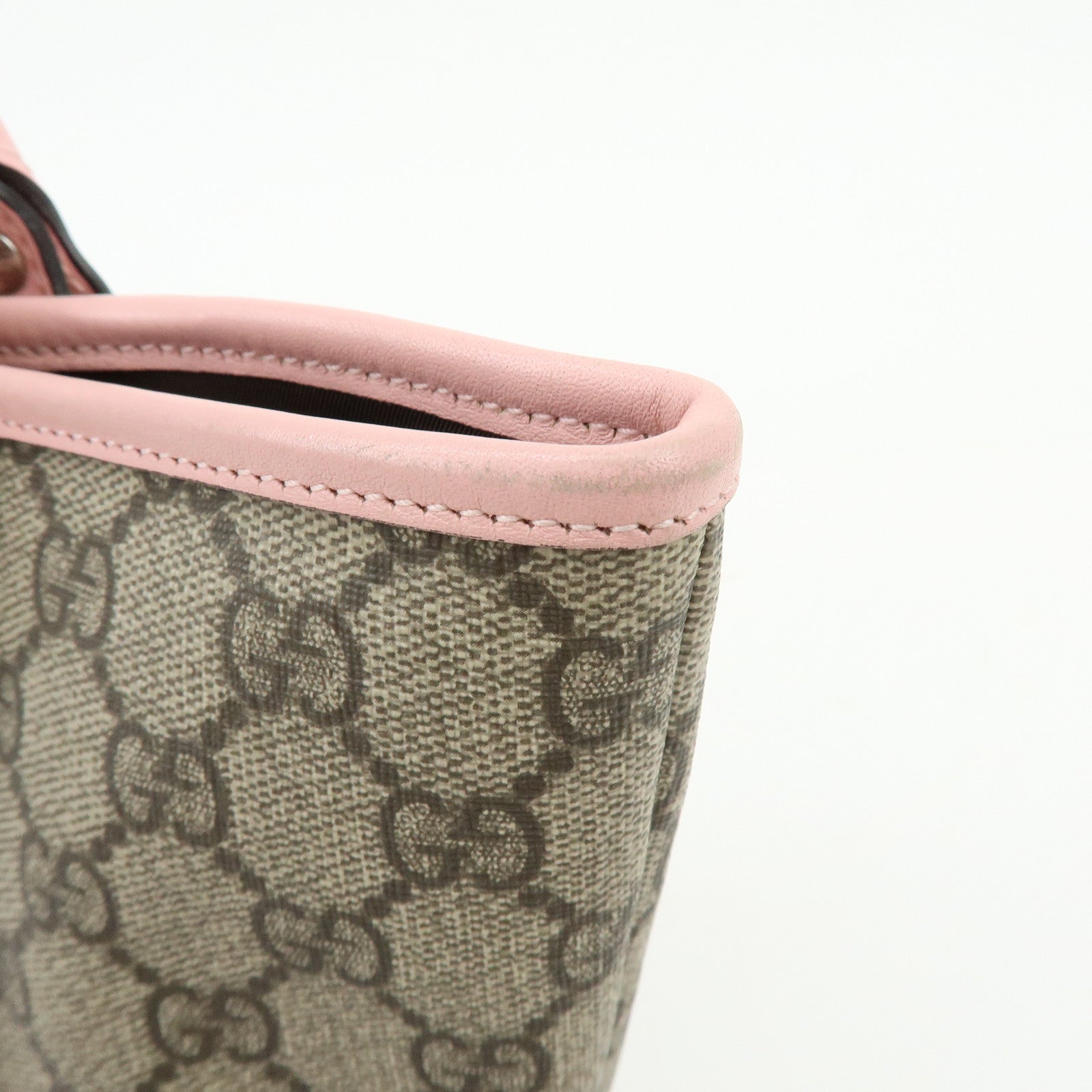 GUCCI Children's GG Supreme Leather Tote Bag Hand Bag Beige Pink 297557