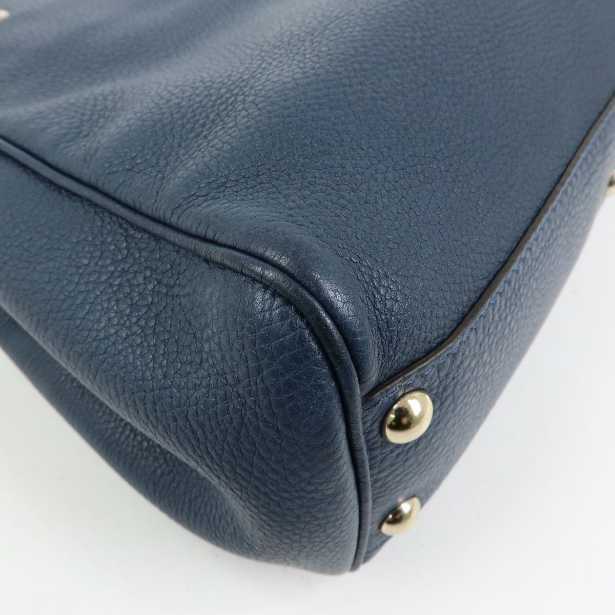 GUCCI Bamboo Shopper Small Leather 2Way Bag Tote Bag Navy 336032