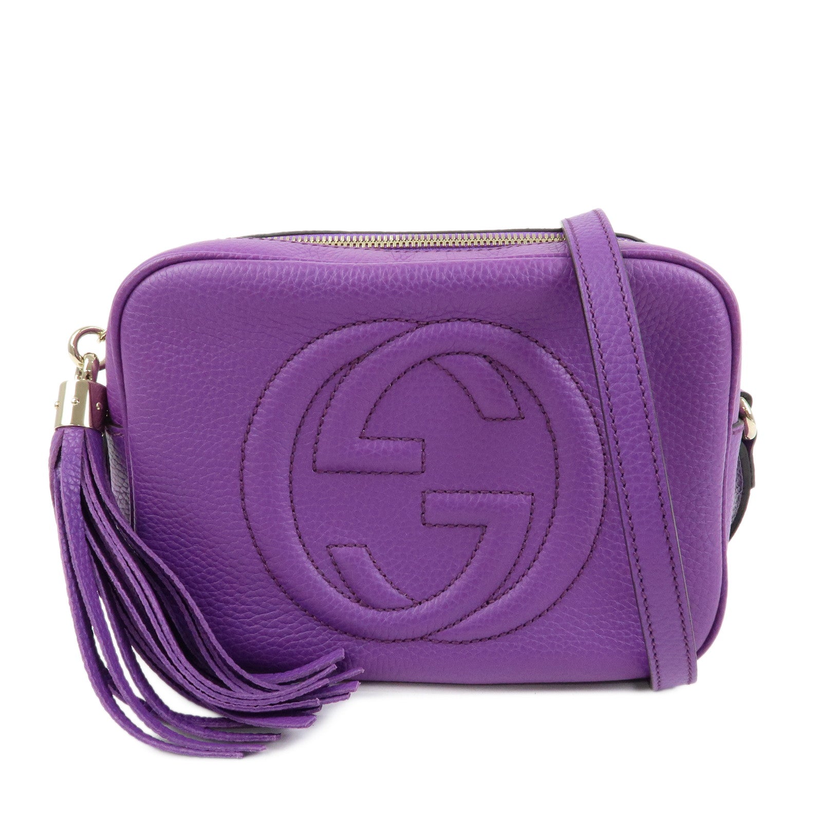 GUCCI SOHO Interlocking G Leahter Disco Bag Shoulder Bag Purple 308364