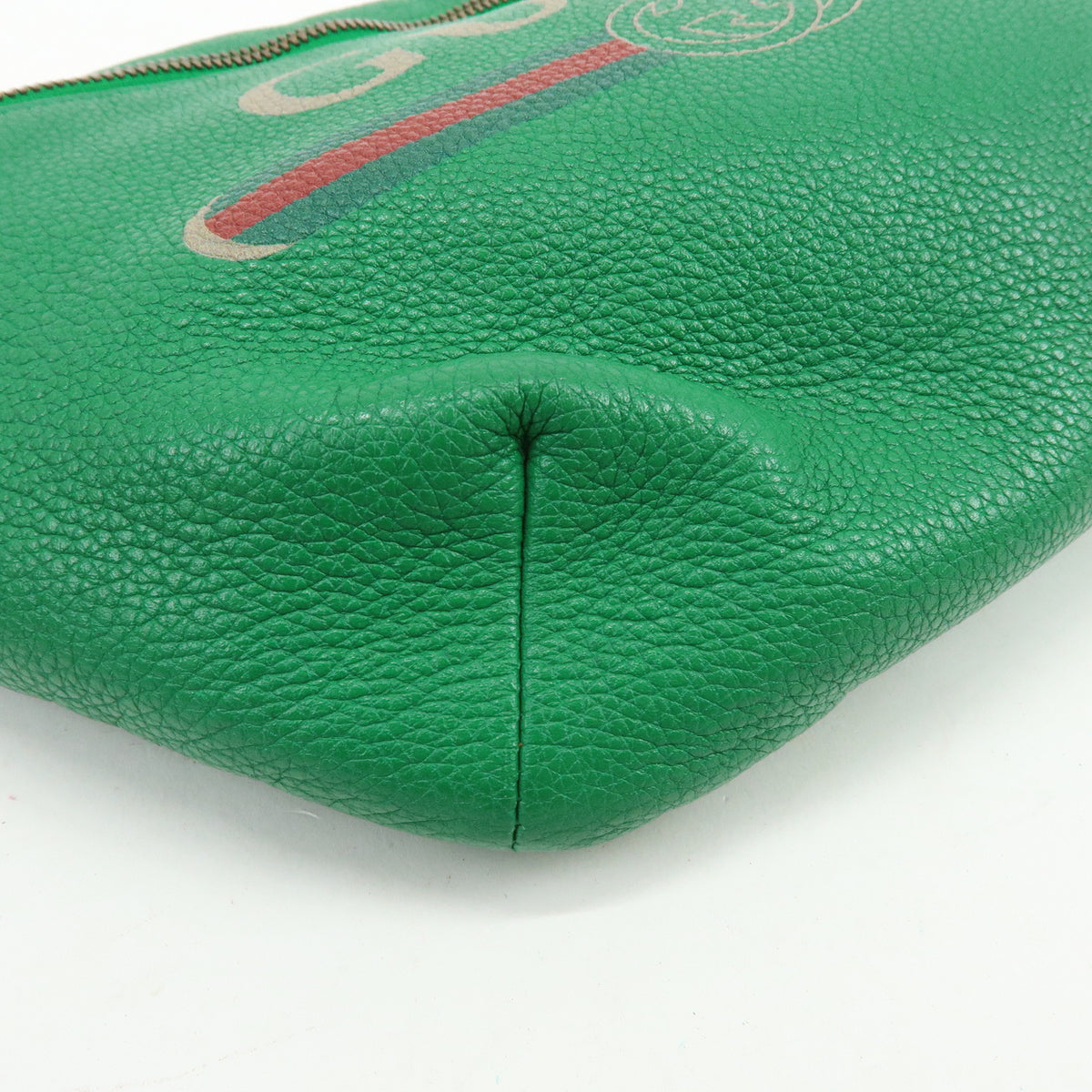 GUCCI Sherry Vintage Logo Leather Waist Bag Body Bag Green Red 493869