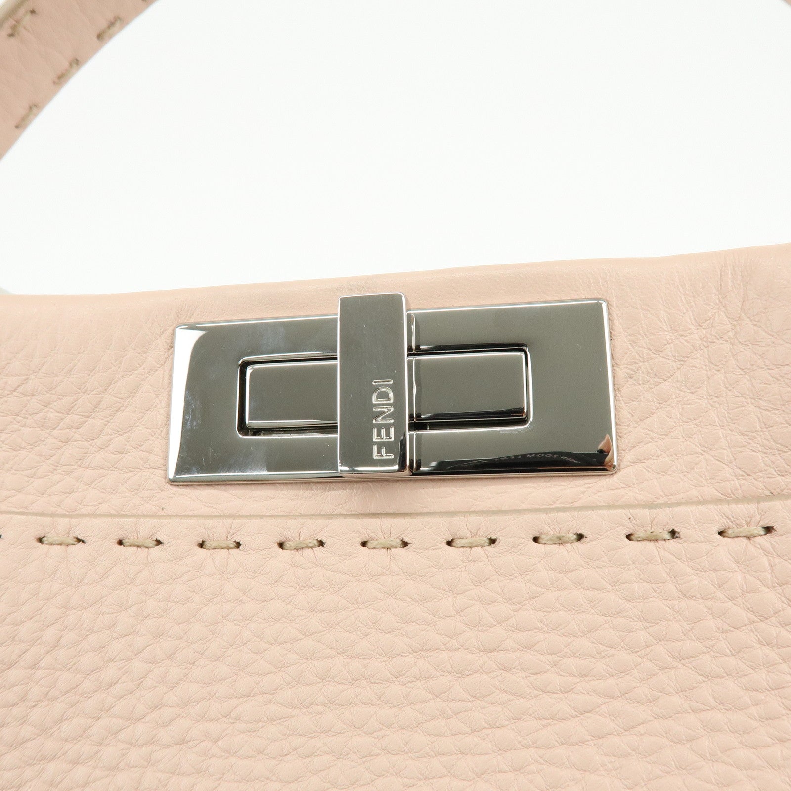 FENDI Peekaboo Calf Leather 2Way Shoulder Hand Bag Pink 8BN226