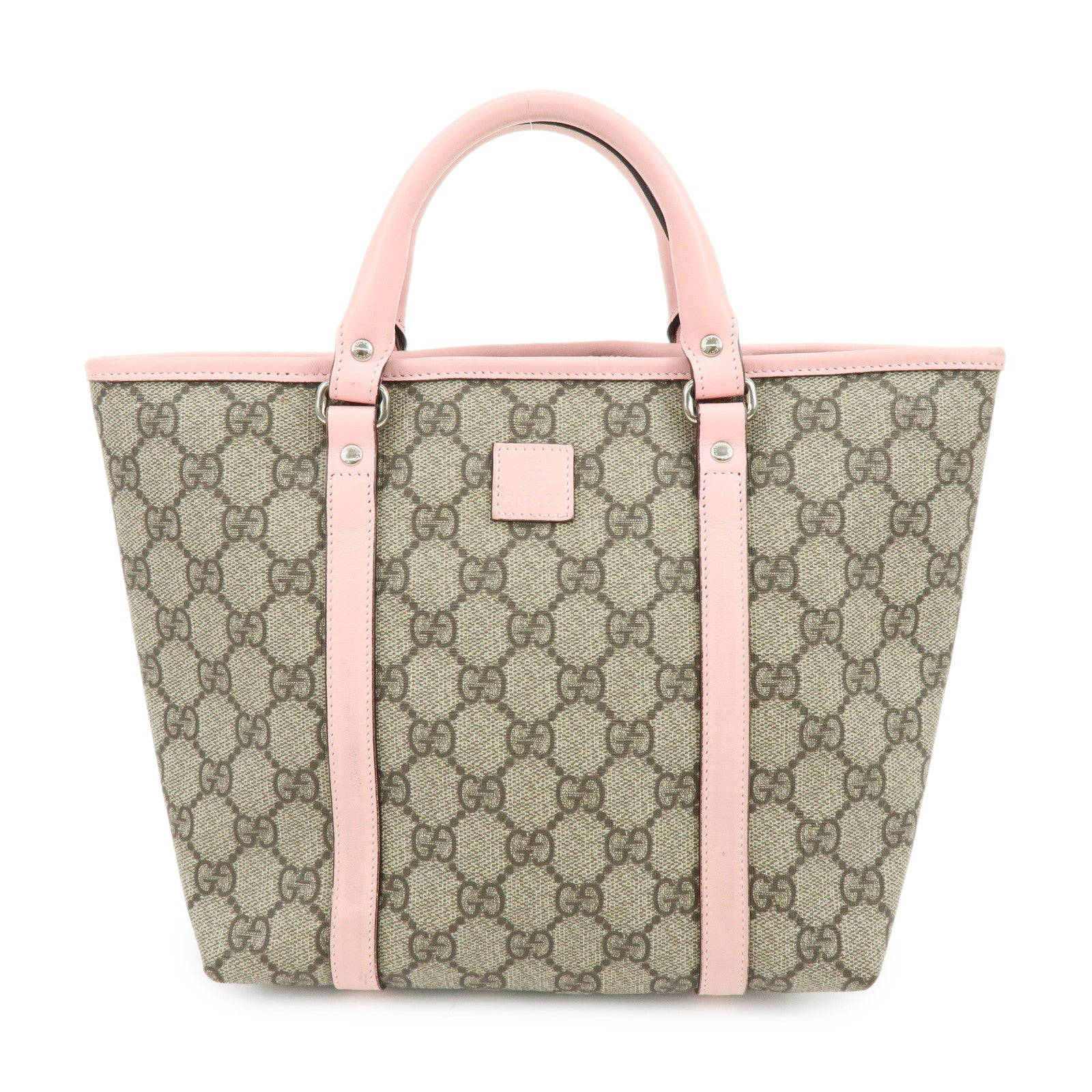 GUCCI Children's GG Supreme Leather Tote Bag Hand Bag Beige Pink 297557