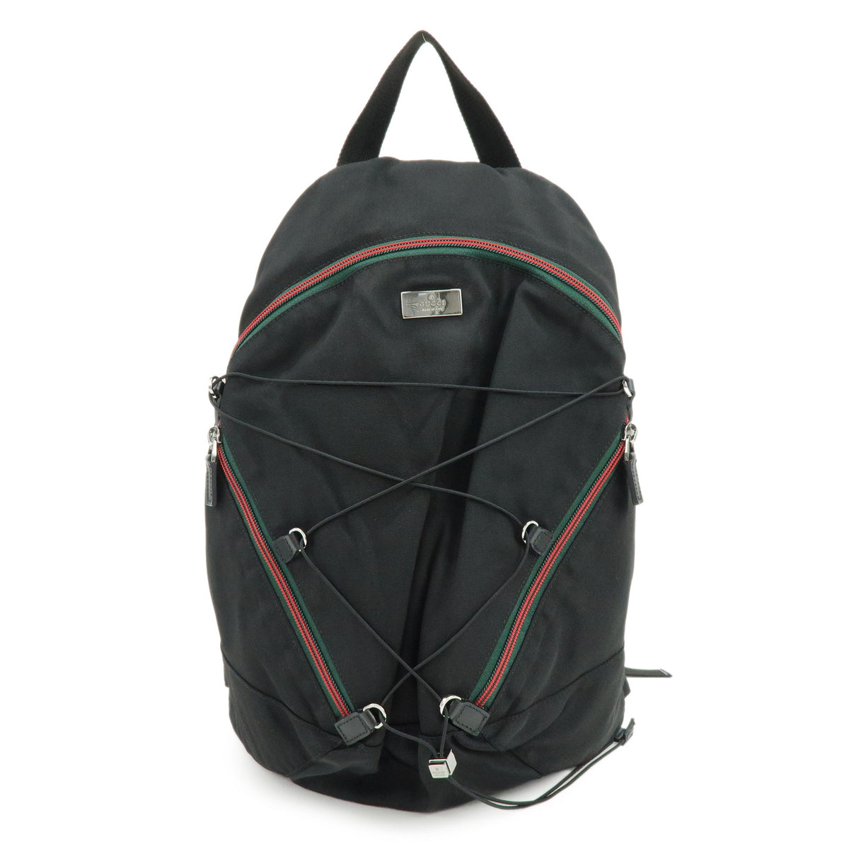 GUCCI Sherry Canvas Leather Backpack Rucksack Black 122349
