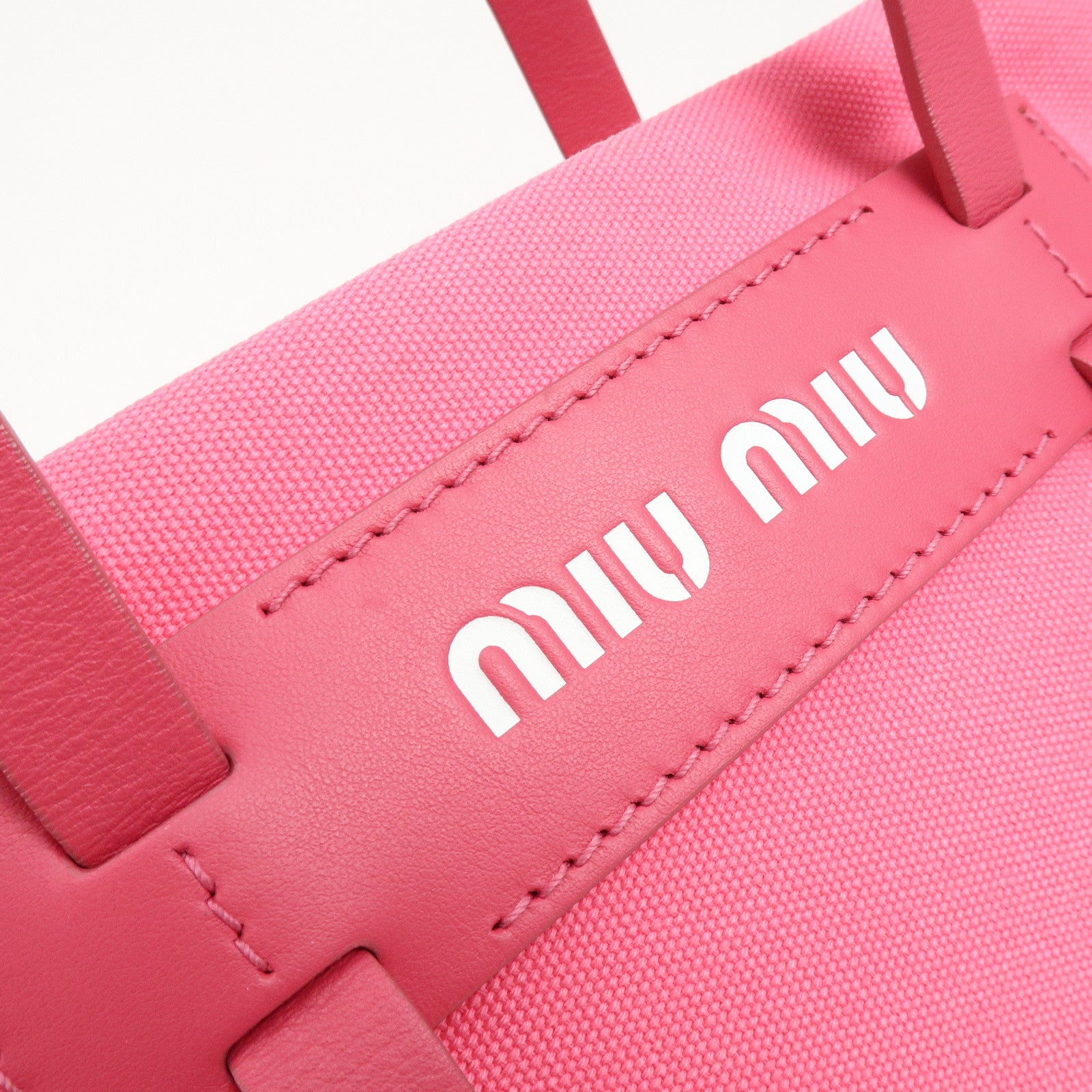 MIU MIU Canvas Leather Tote Bag Shoulder Bag Pink 5BG116
