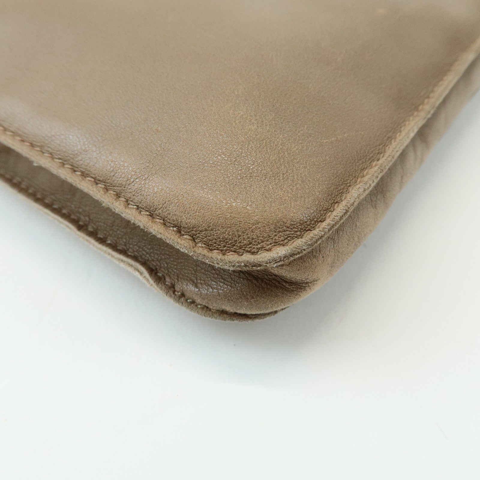 HERMES Leather Clou de Selle Shoulder Bag □M Stamped Beige