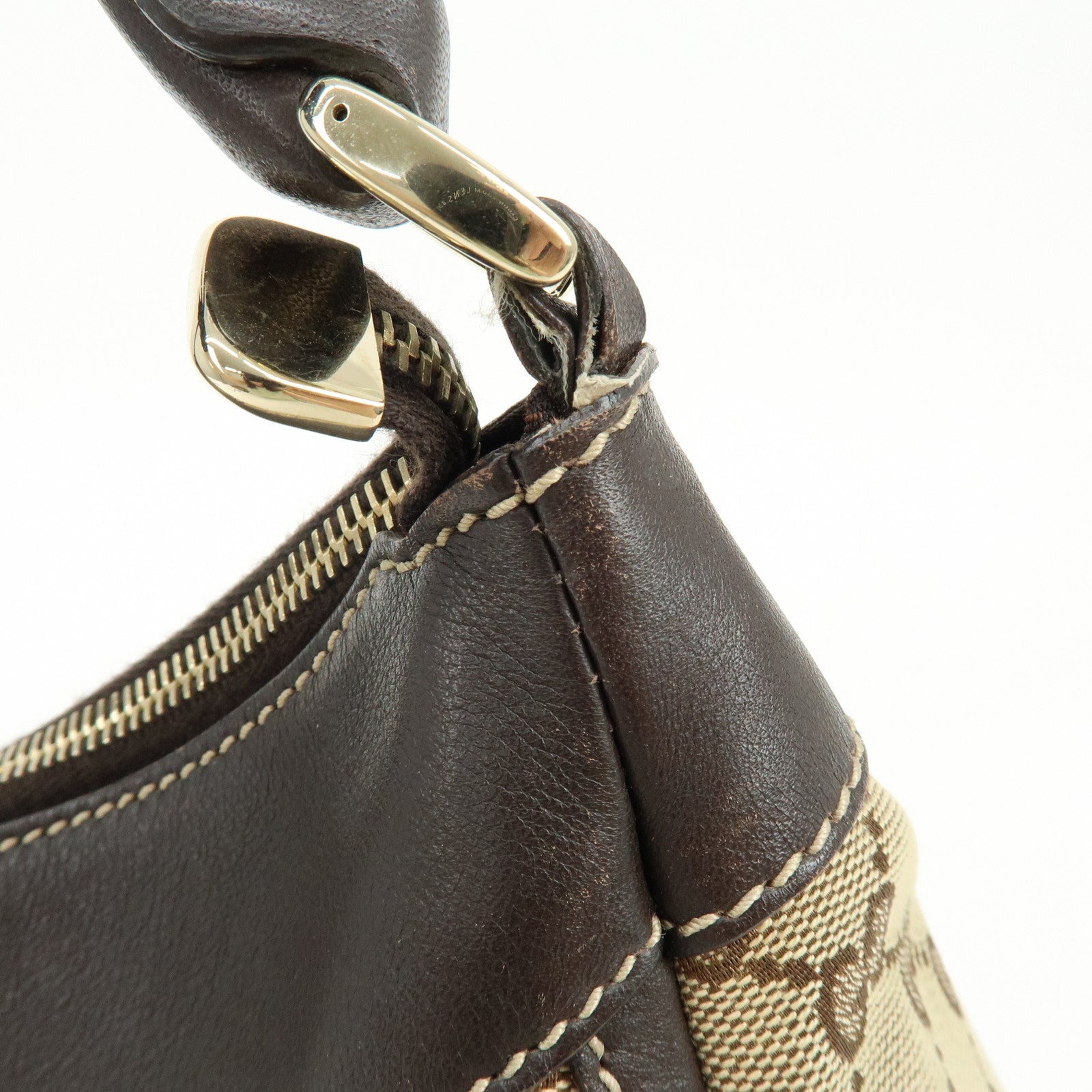 GUCCI Abbey GG Canvas Leather Shoulder Bag Brown Beige 189833