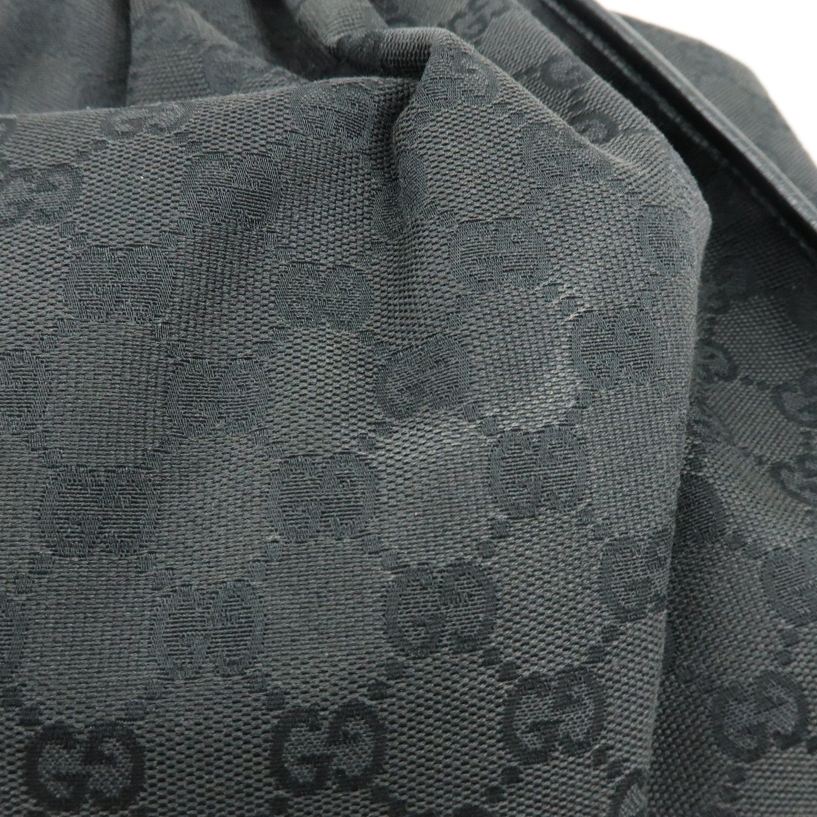 GUCCI GG Monogram Canvas Leather Tote Bag Hand Bag Black 76554