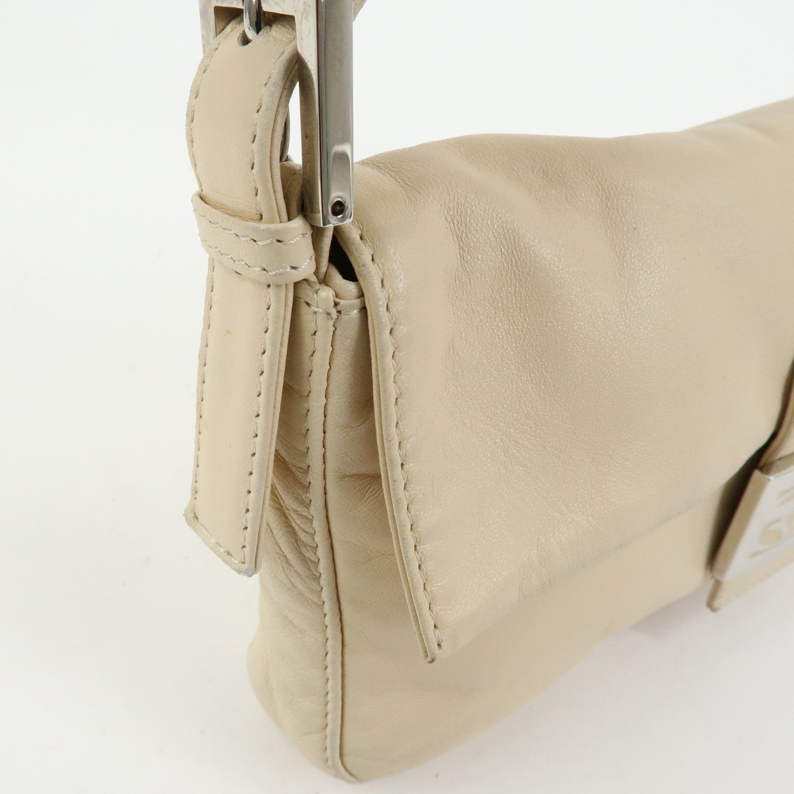 FENDI Mamma Baguette Nappa Leather Shoulder Bag Hand Bag Ivory