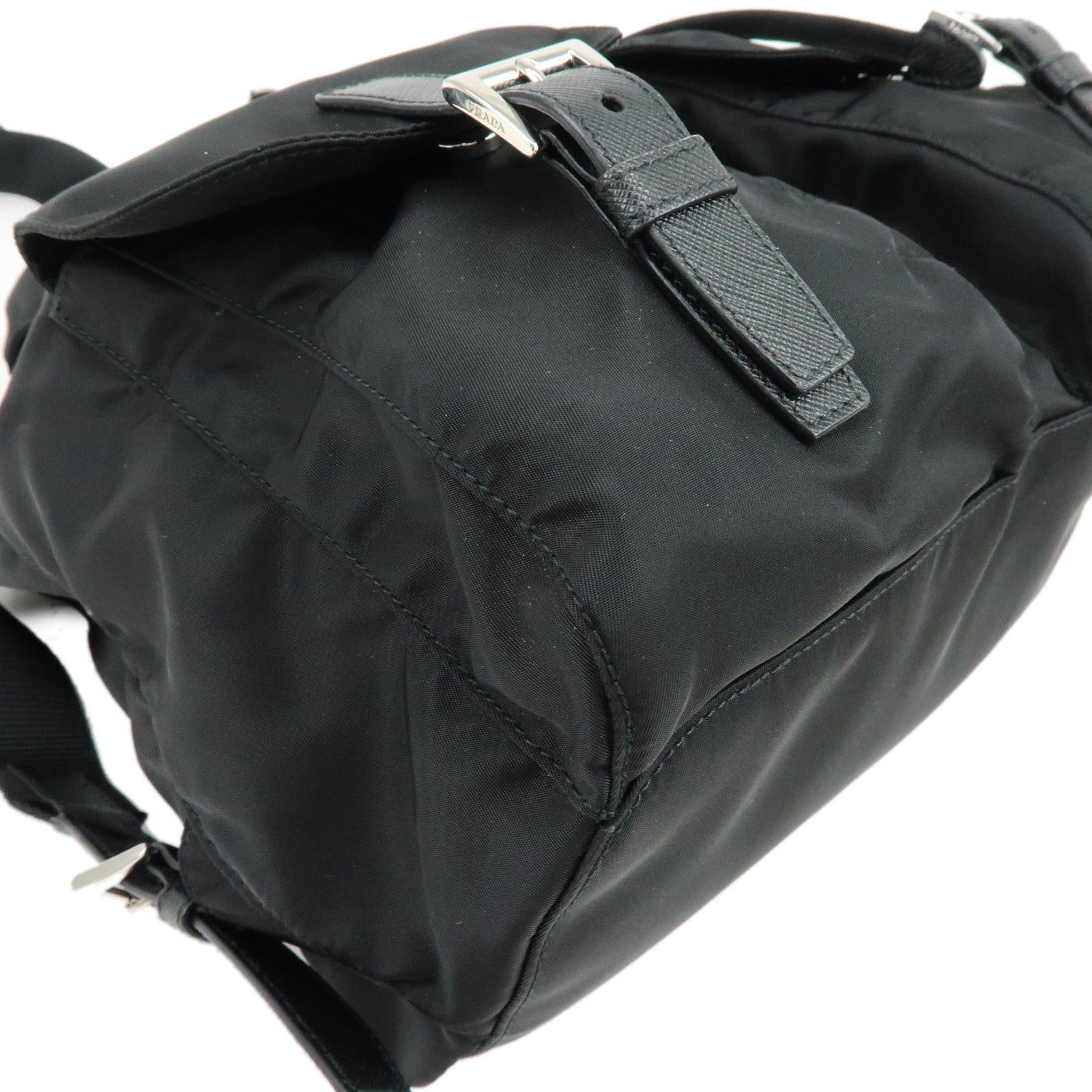 PRADA Triangle Logo Nylon Saffiano Leather Backpack Rucksack 1BZ811