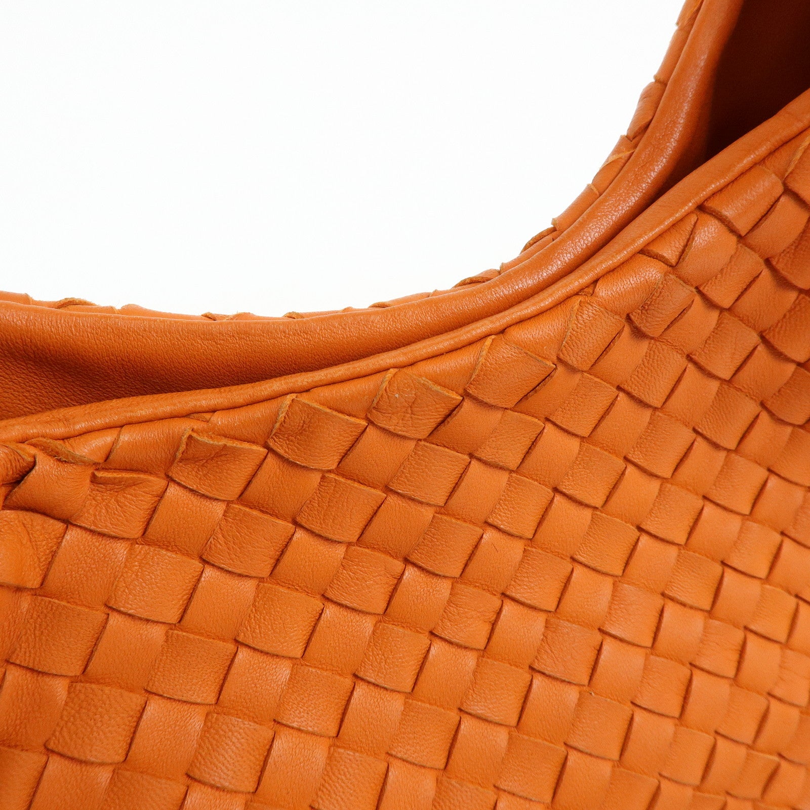BOTTEGA VENETA Intrecciato Campana Leather Shoulder Bag Orange