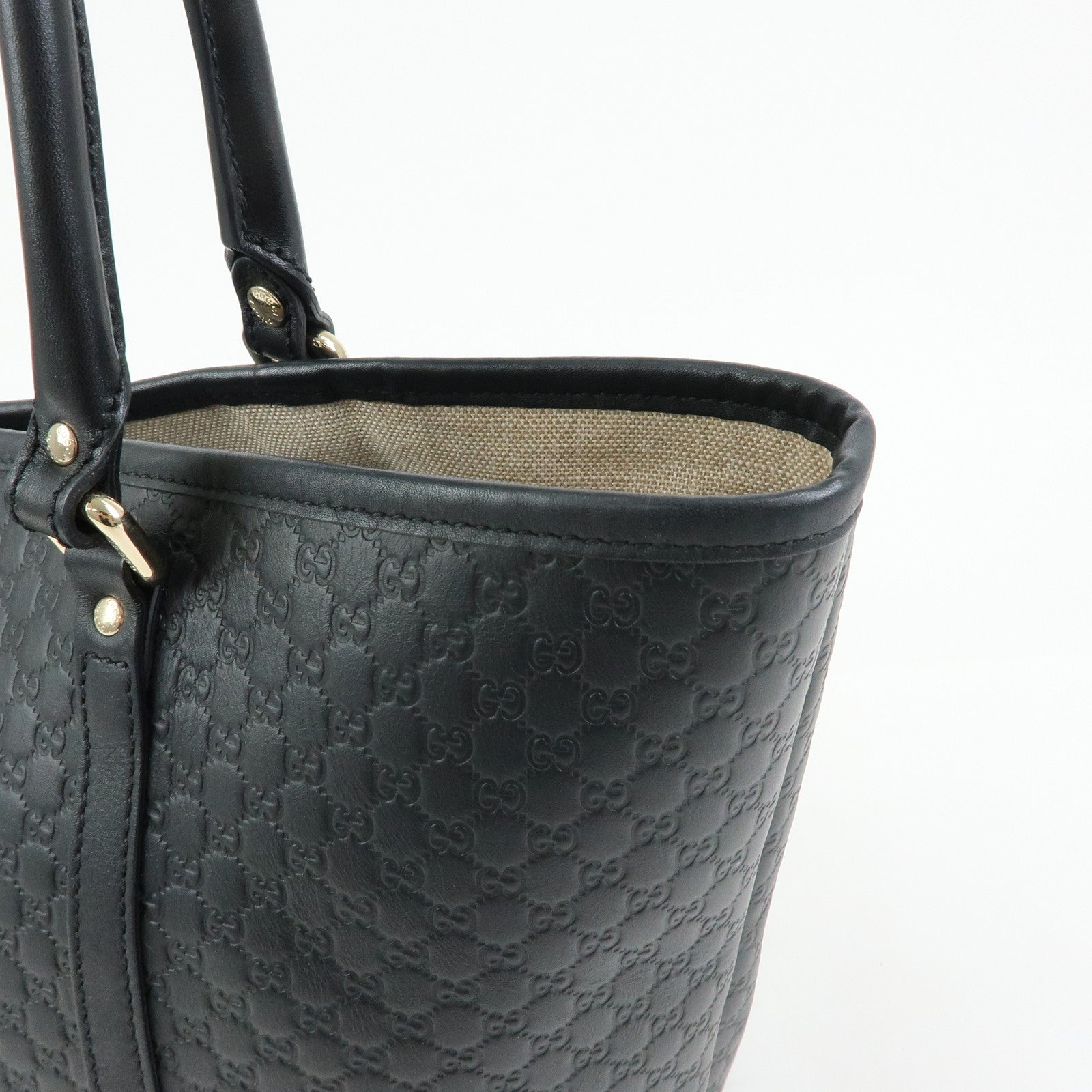 GUCCI Microguccissima Leather Tote Bag Shoulder Bag Black 449647