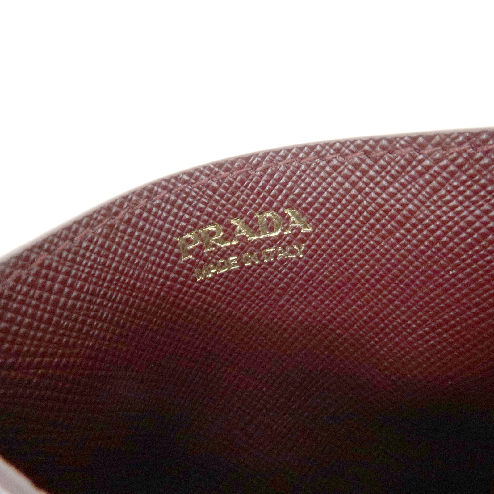 PRADA Triangle Logo Saffiano Leather Card Case Burgundy 1MC025