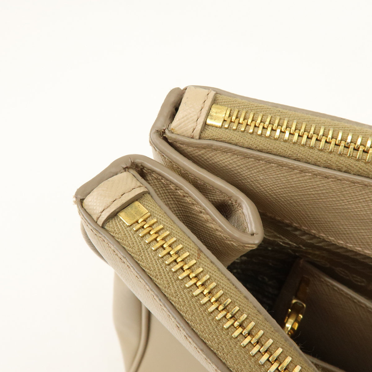 PRADA Triangle Logo Galleria Saffiano Leather 2Way Bag Beige 1BA274