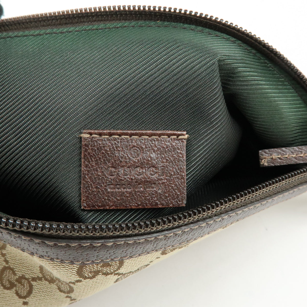 GUCCI Abbey GG Canvas Leather Accessory Pouch Hand Bag Brown 145750