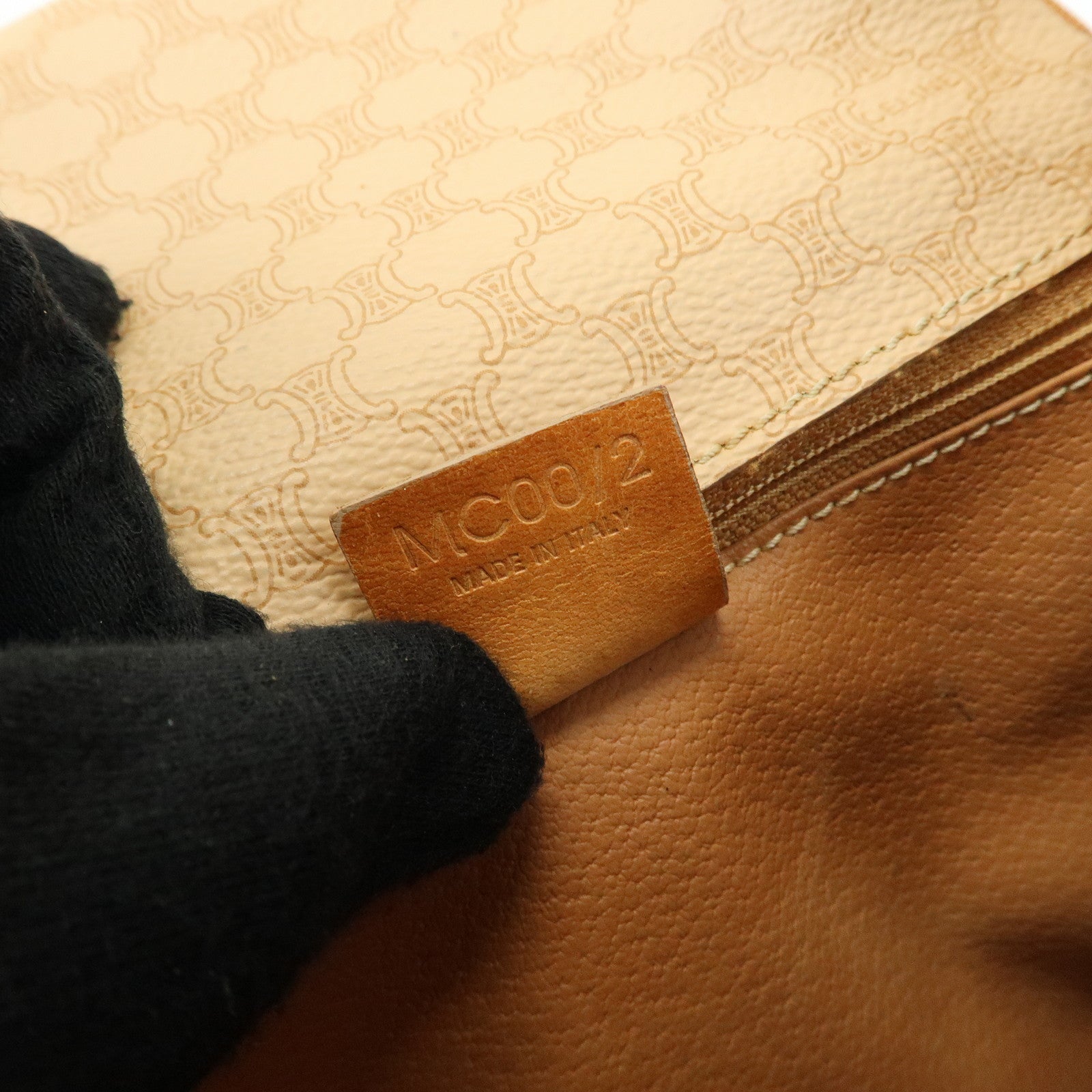 CELINE Macadam PVC Leather Shoulder Bag Crossbody Bag Beige Camel