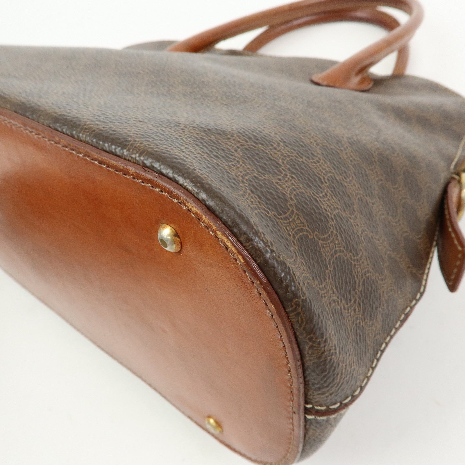 CELINE Macadam PVC Leather 2Way Bag Hand Bag Brown