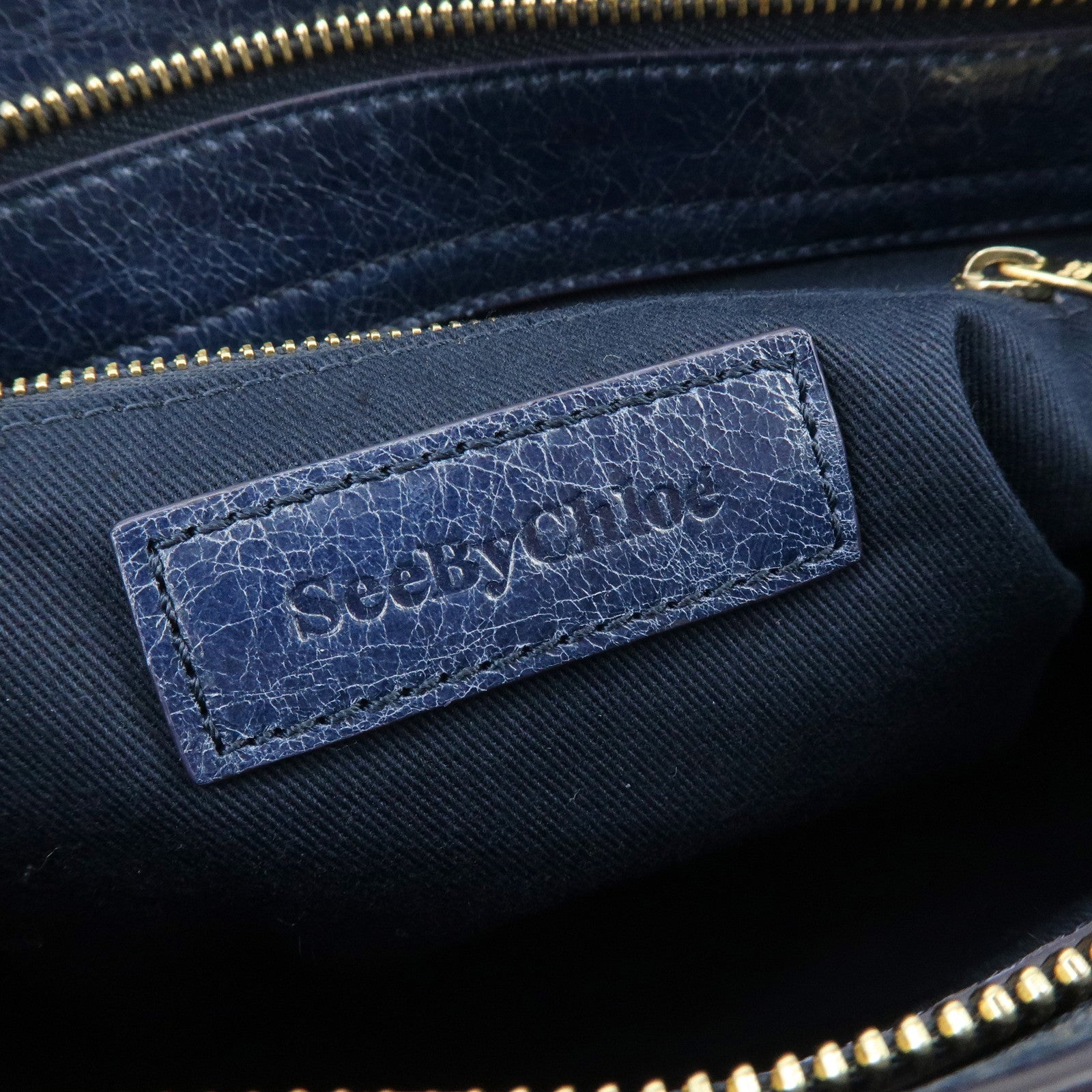 Chloe See by Chloe Paige Leather Small 2Way Hand Bag Shoulder Bag Blue