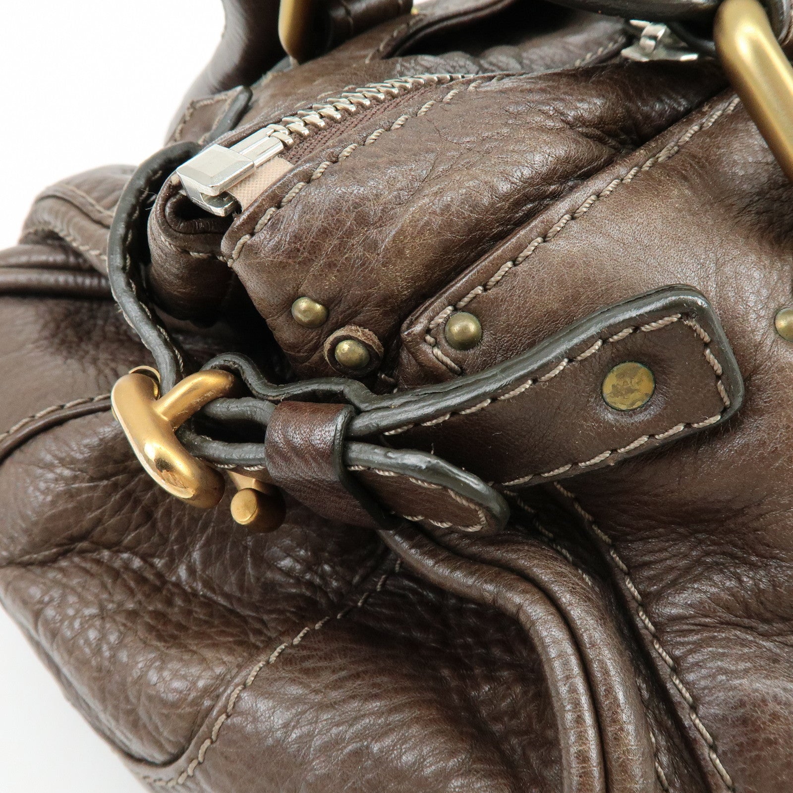 Chloe Paddington Leather Hand Bag Shoulder Bag Dark Brown