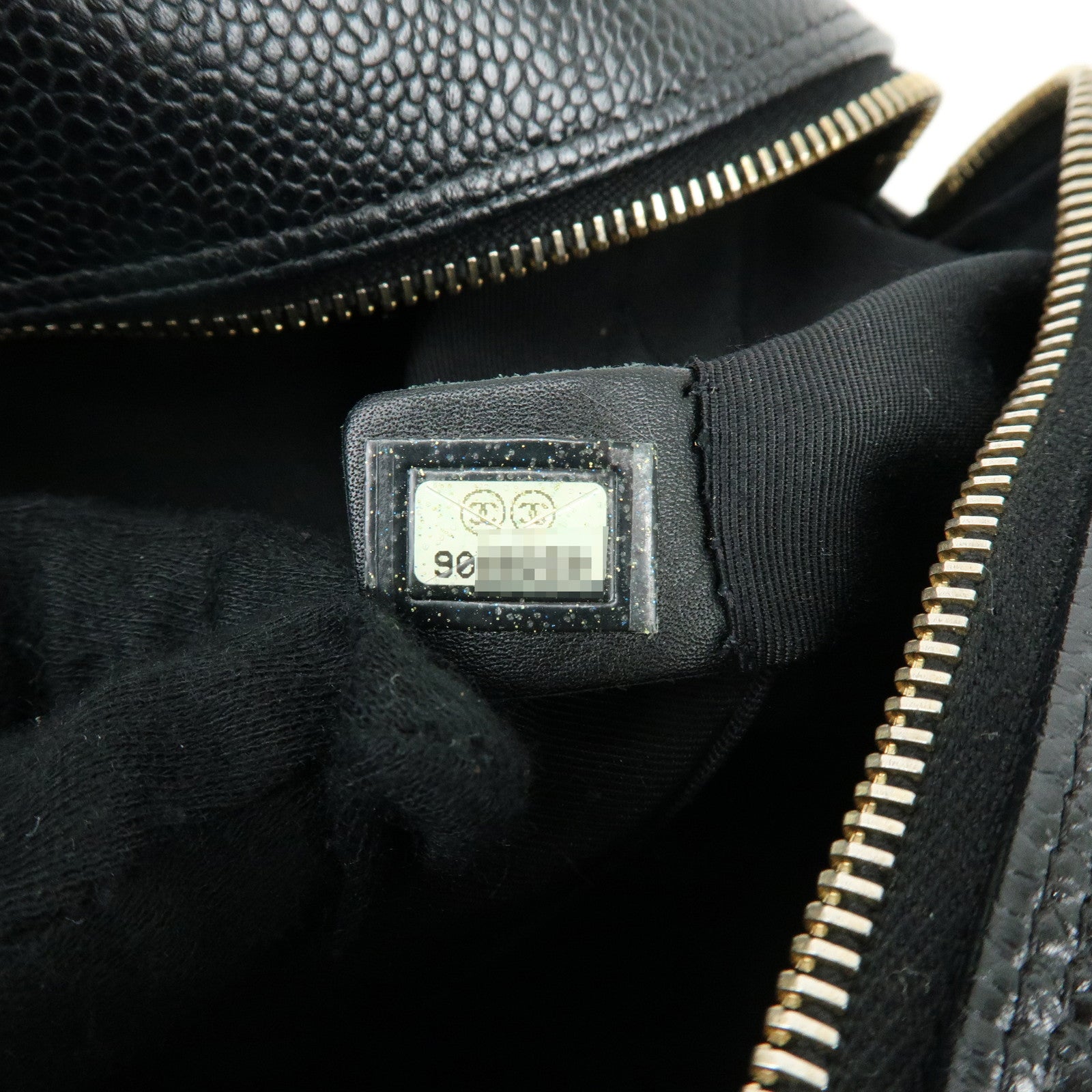 CHANEL Matelasse COCO Mark Caviarskin Boston Bag Hand Bag Black A20997