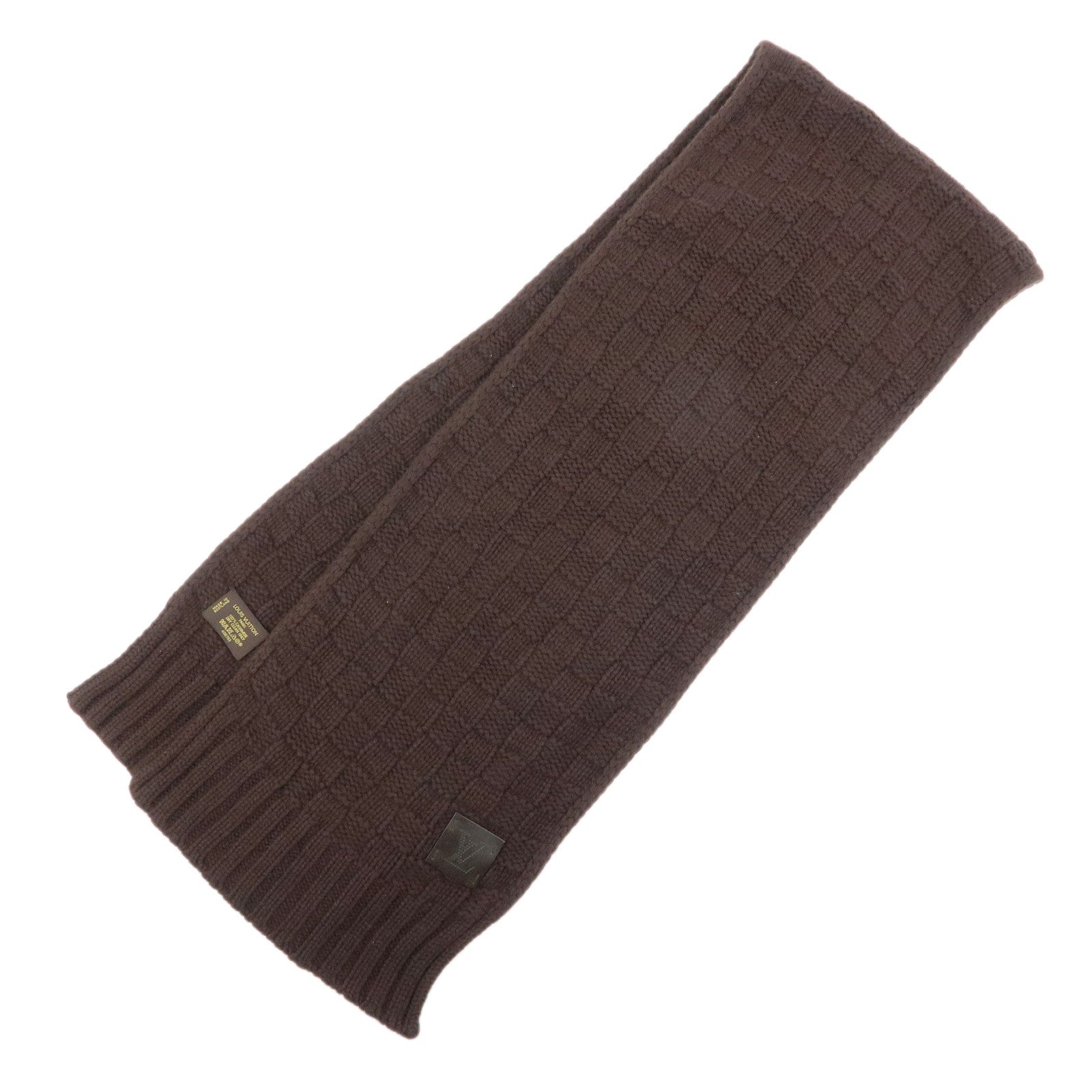 Louis Vuitton Damier Echarpe Helsinki Cashmere 100% Scarf Dark Brown