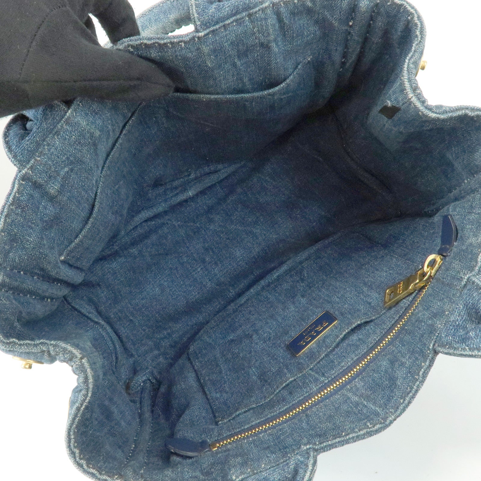 PRADA Triangle Logo Canapa Mini Denim Tote Bag Denim Blue BN2439