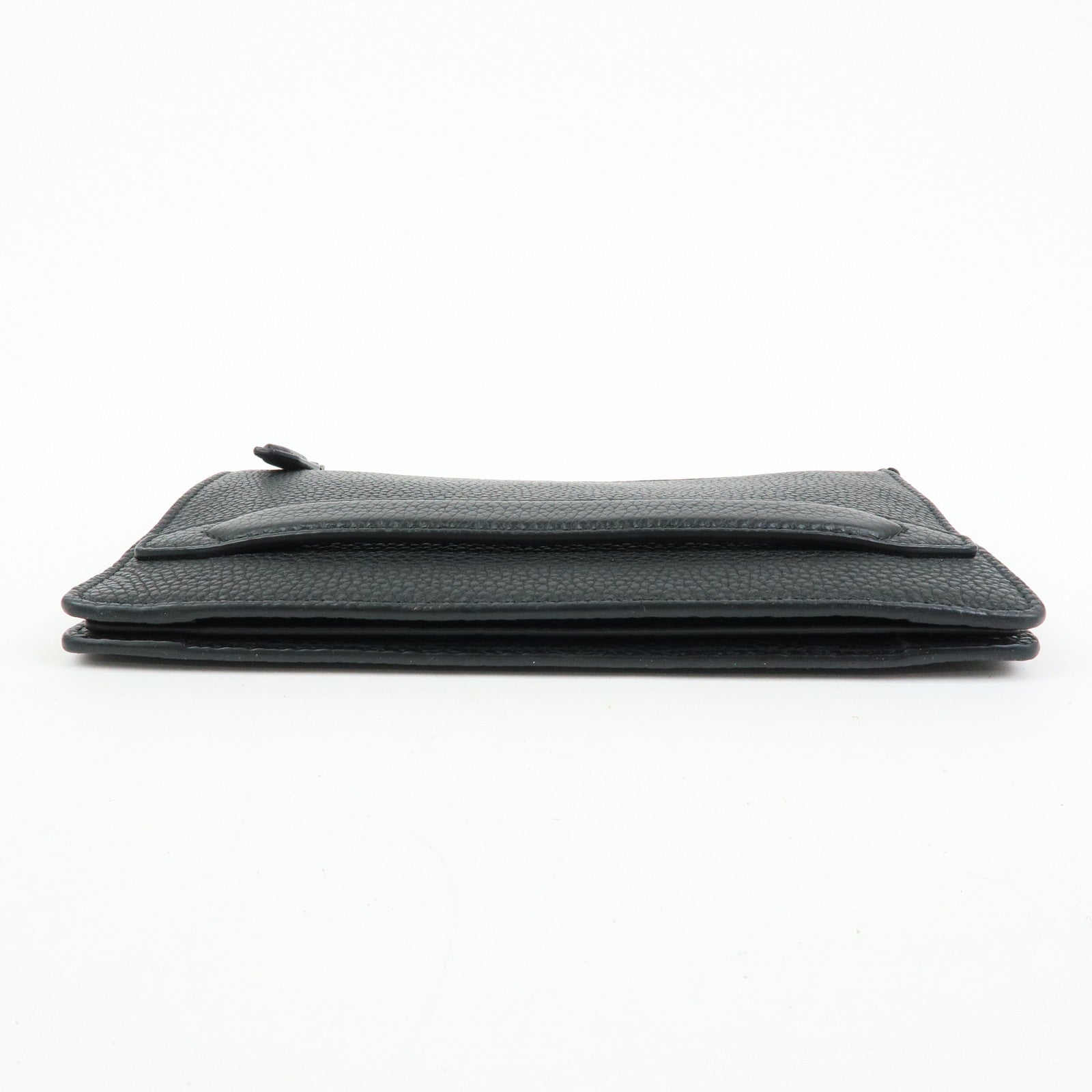 Ferragamo Leather Clutch Bag Flat Pouch Purse Black