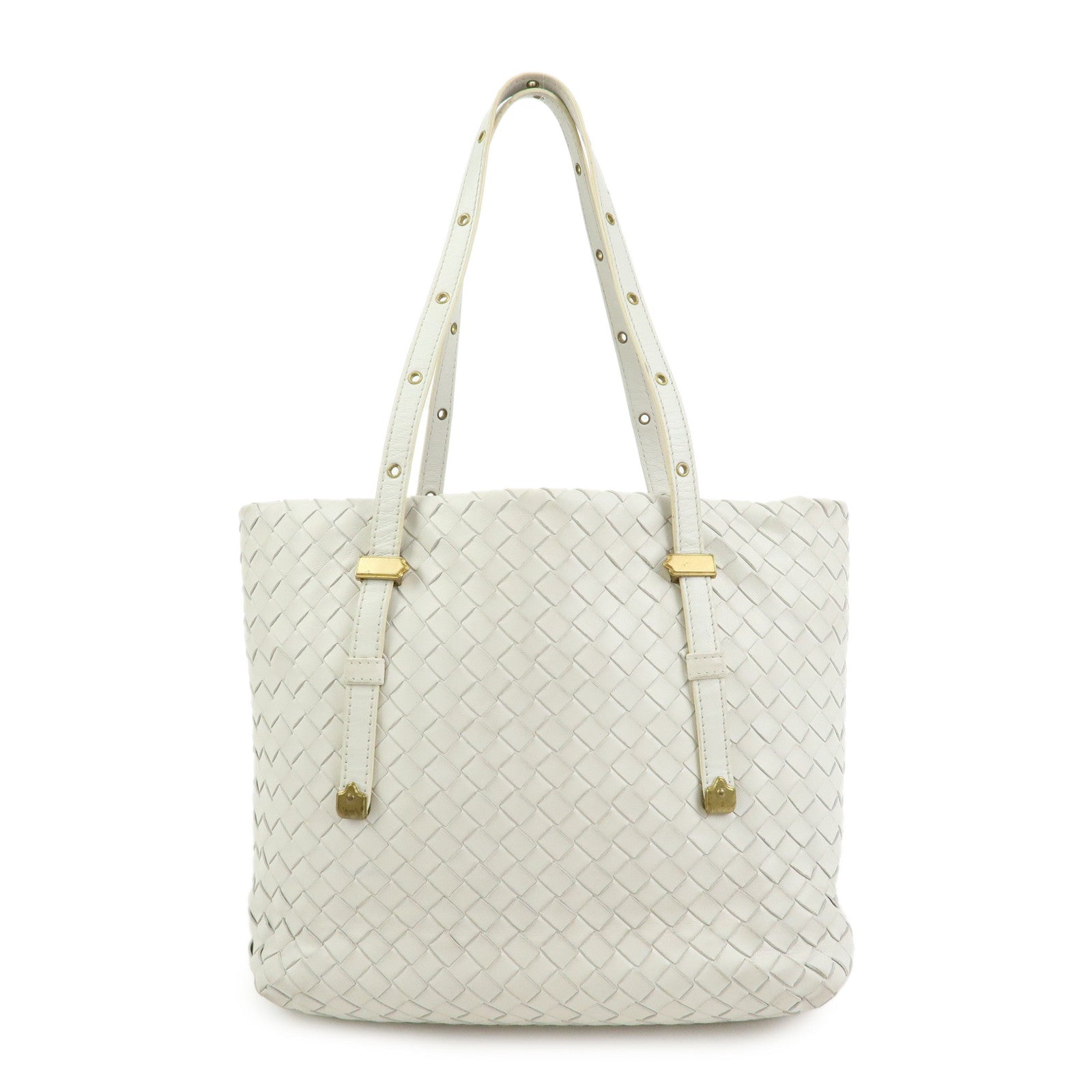 BOTTEGA VENETA Intrecciato Leather Hand Bag Mini Tote Bag White 162937