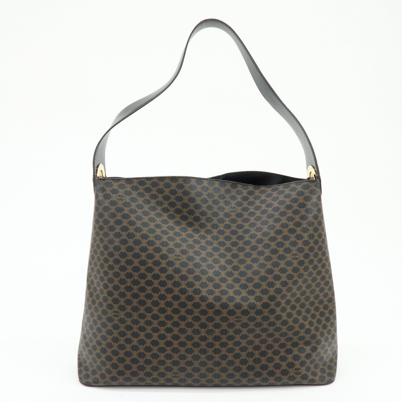 CELINE Macadam PVC Leather Shoulder Bag Brown Black