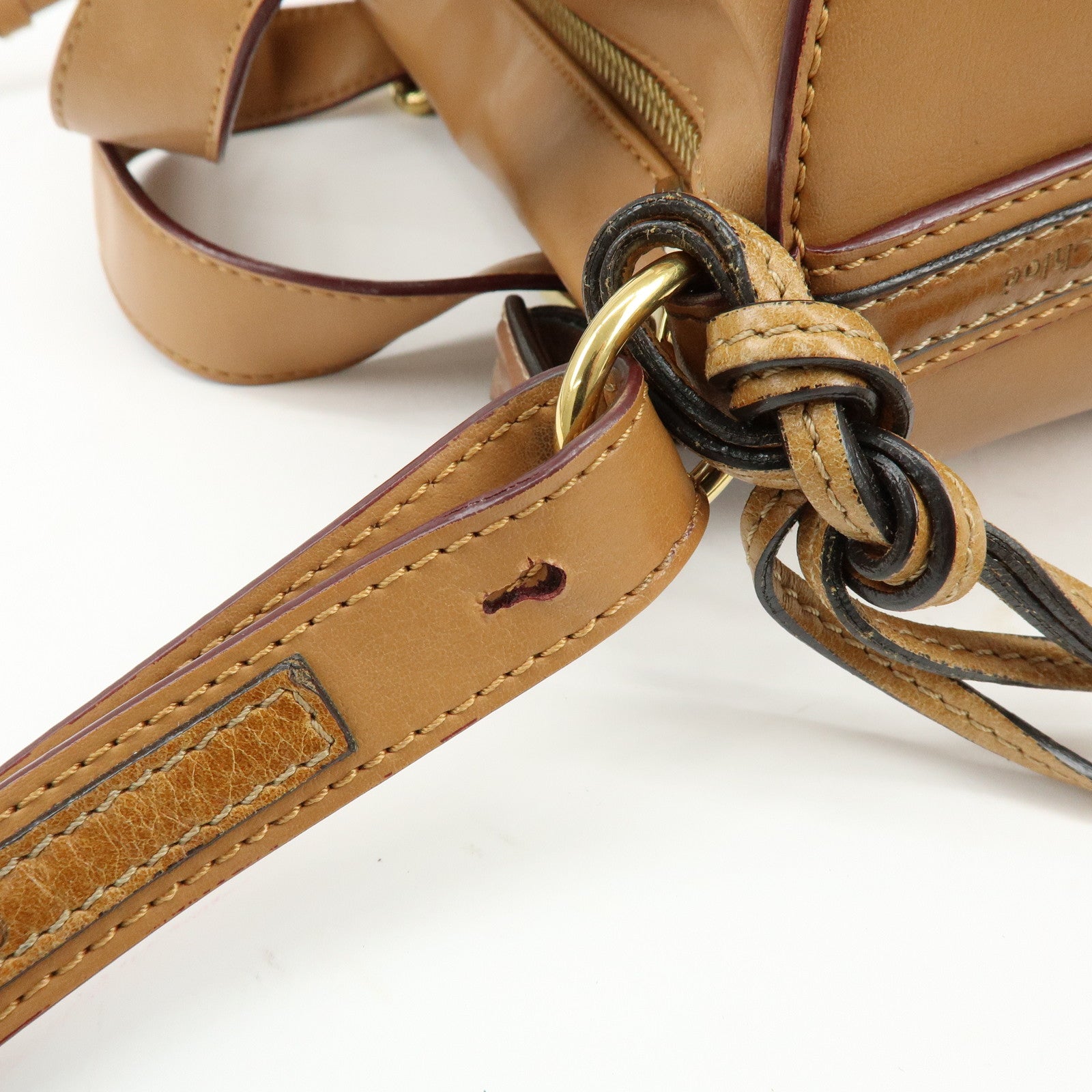 Chloe Sam Leather 2Way Bag Hand Shoulder Bag Brown Camel