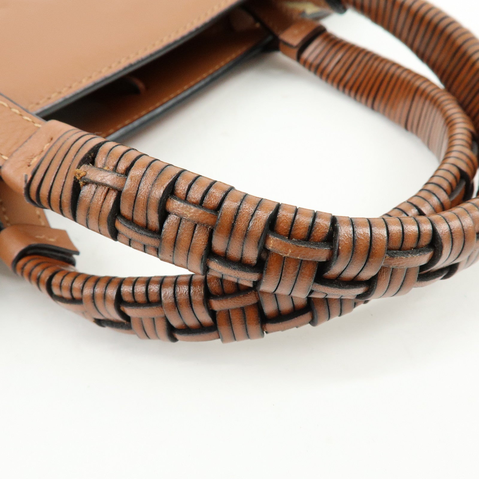 LOEWE Anagram Calf Leather 2Way Bag Hand Bag Shoulder Bag Brown